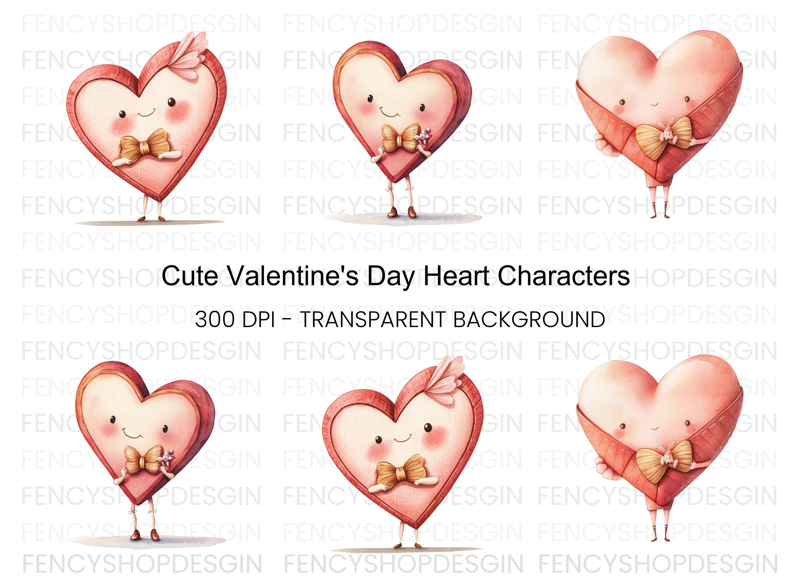 Cute Valentine Heart Clipart Bundle