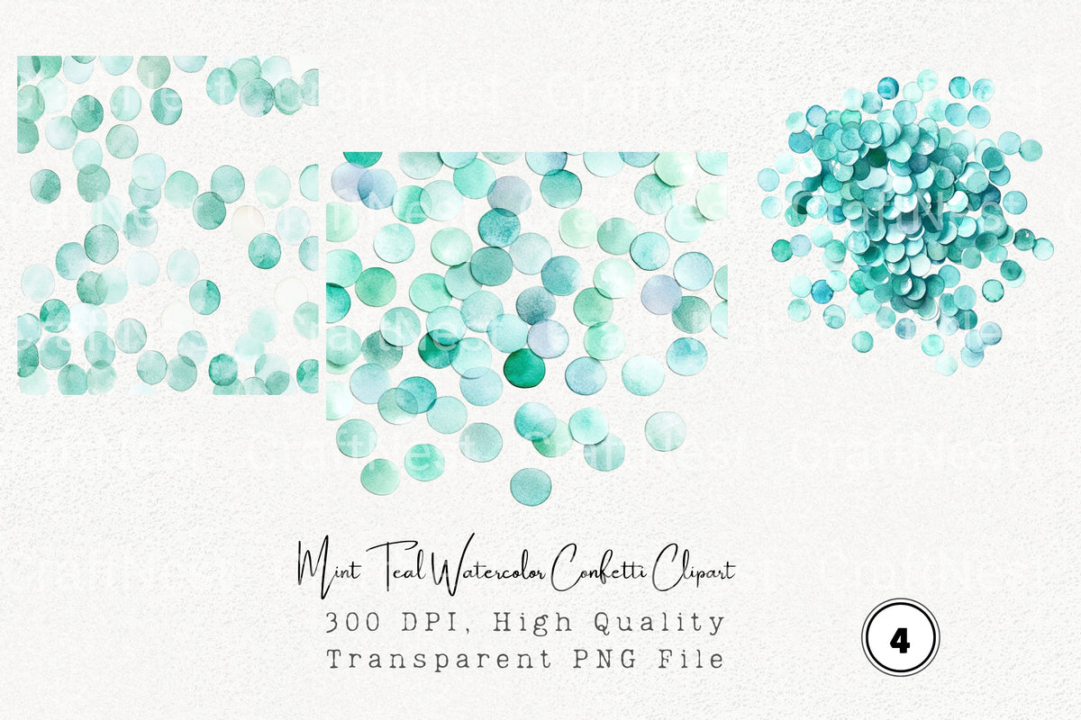 Mint Teal Confetti Clipart Bundle