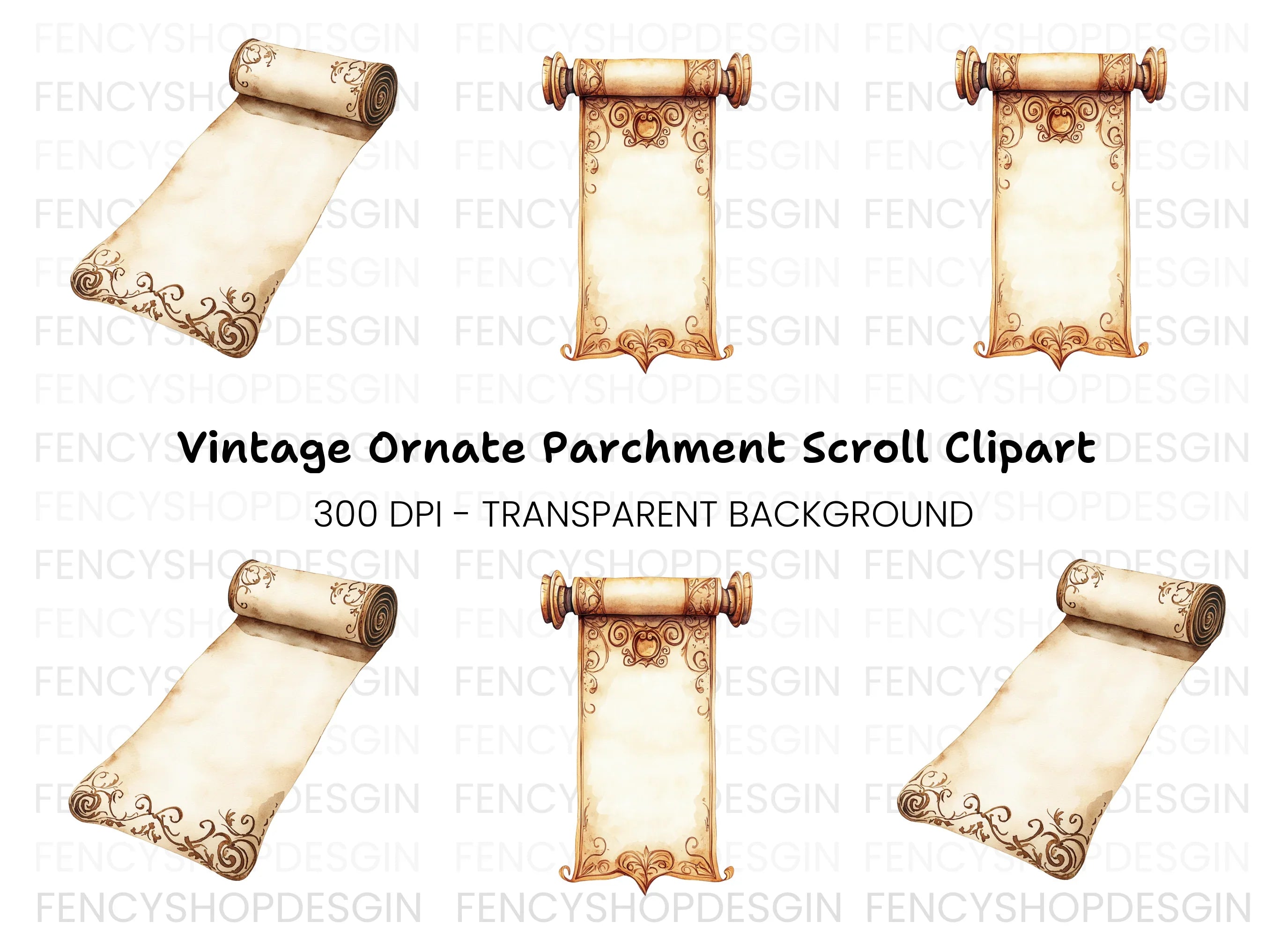 Vintage Scroll Clipart Bundle