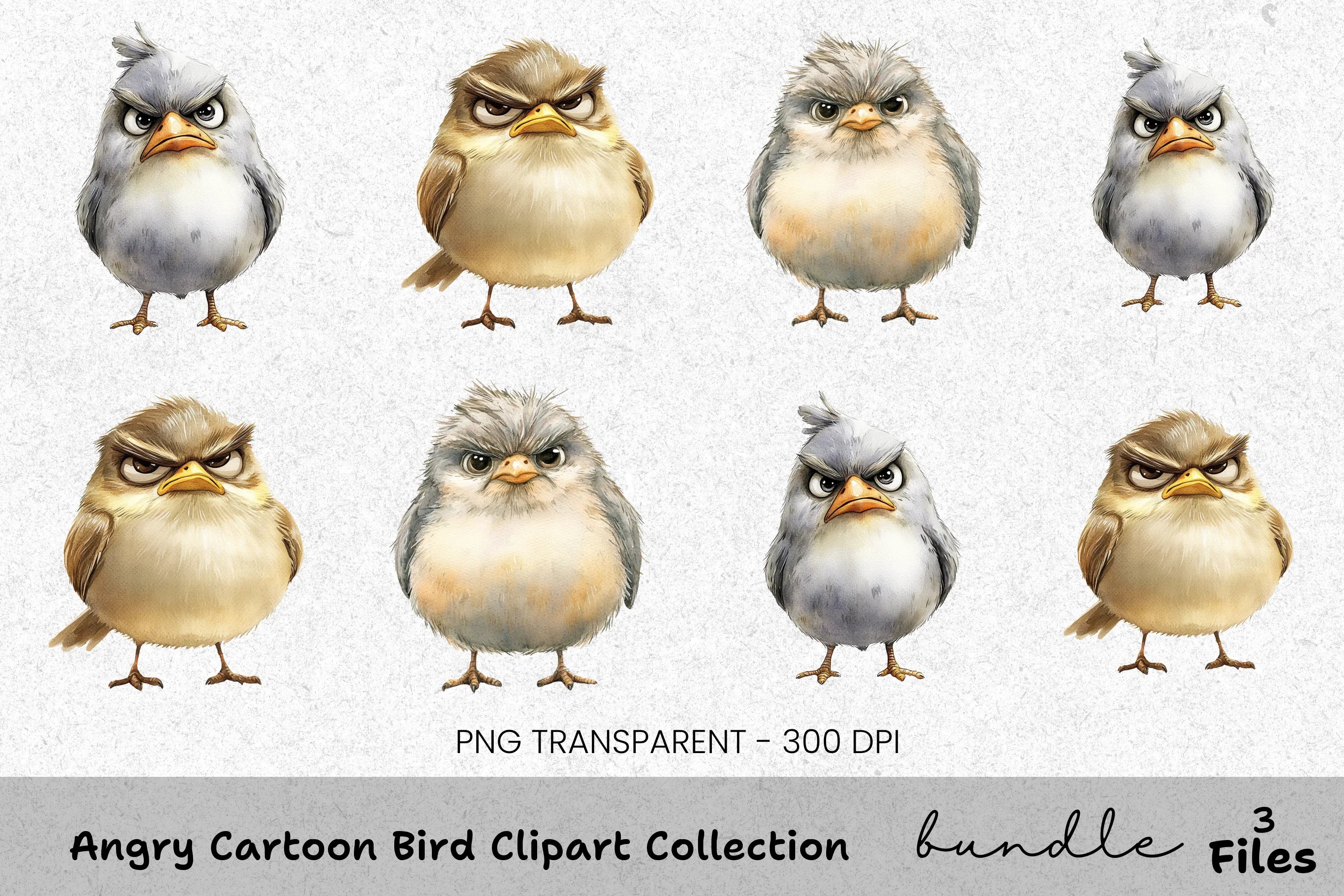 Angry Cartoon Bird Clipart Bundle