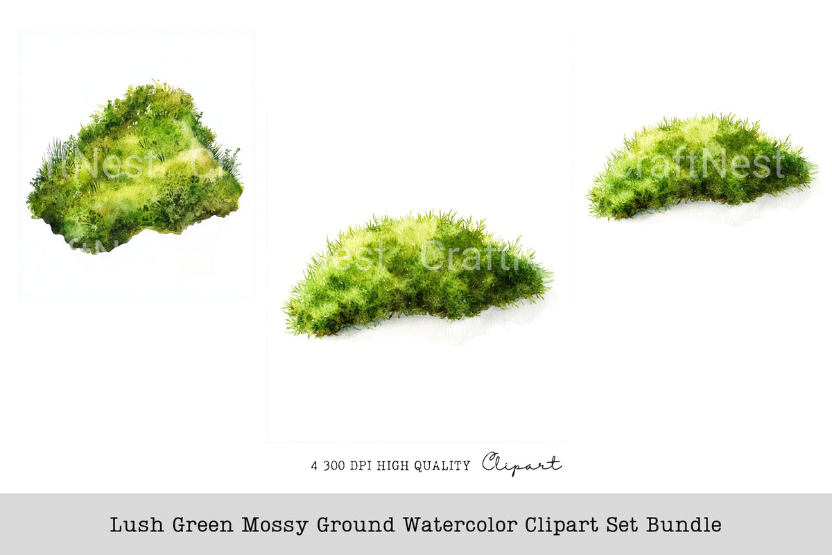 Lush Green Mossy Ground Clipart Bundle