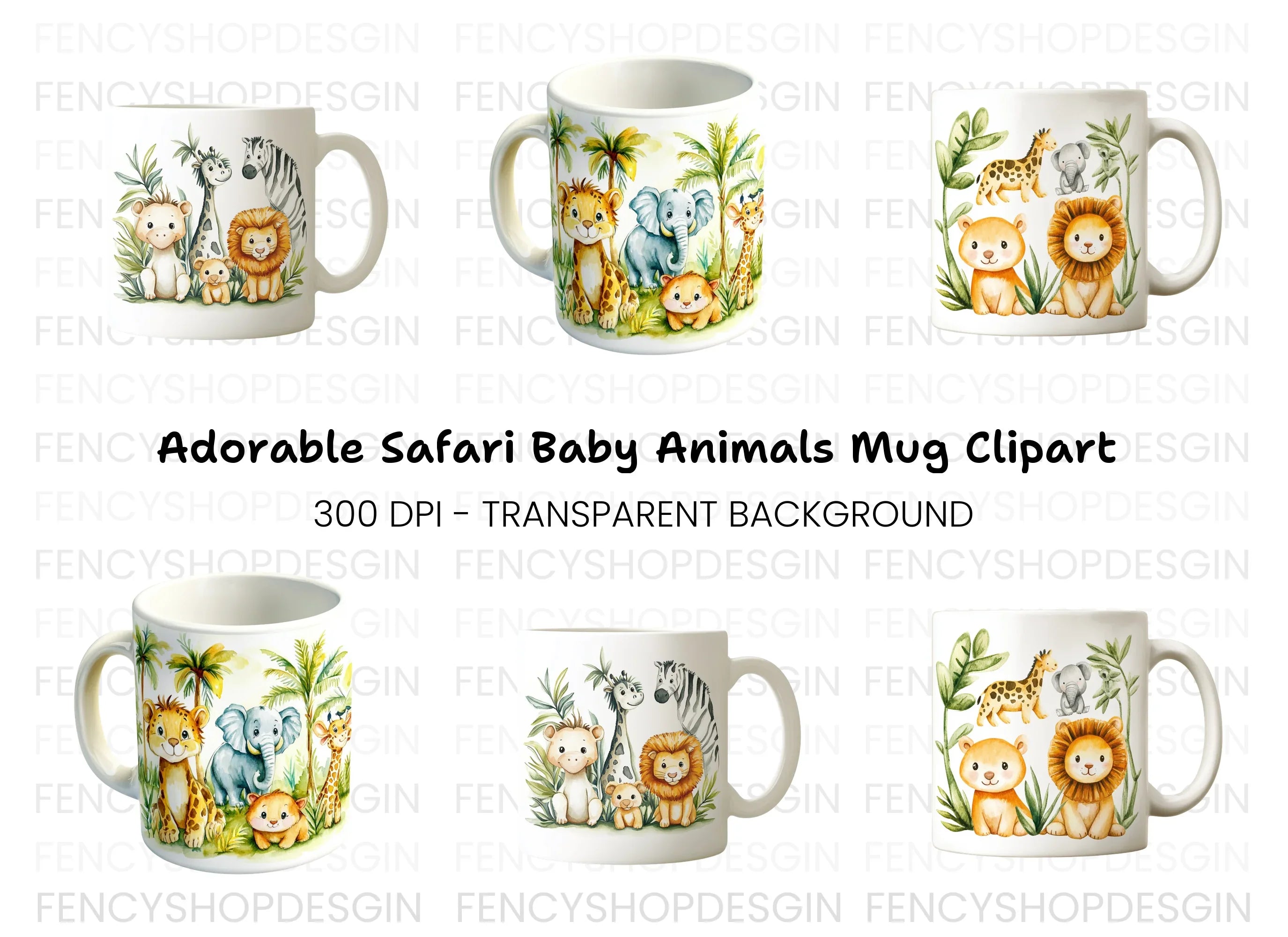 Cute Safari Animal Clipart Bundle