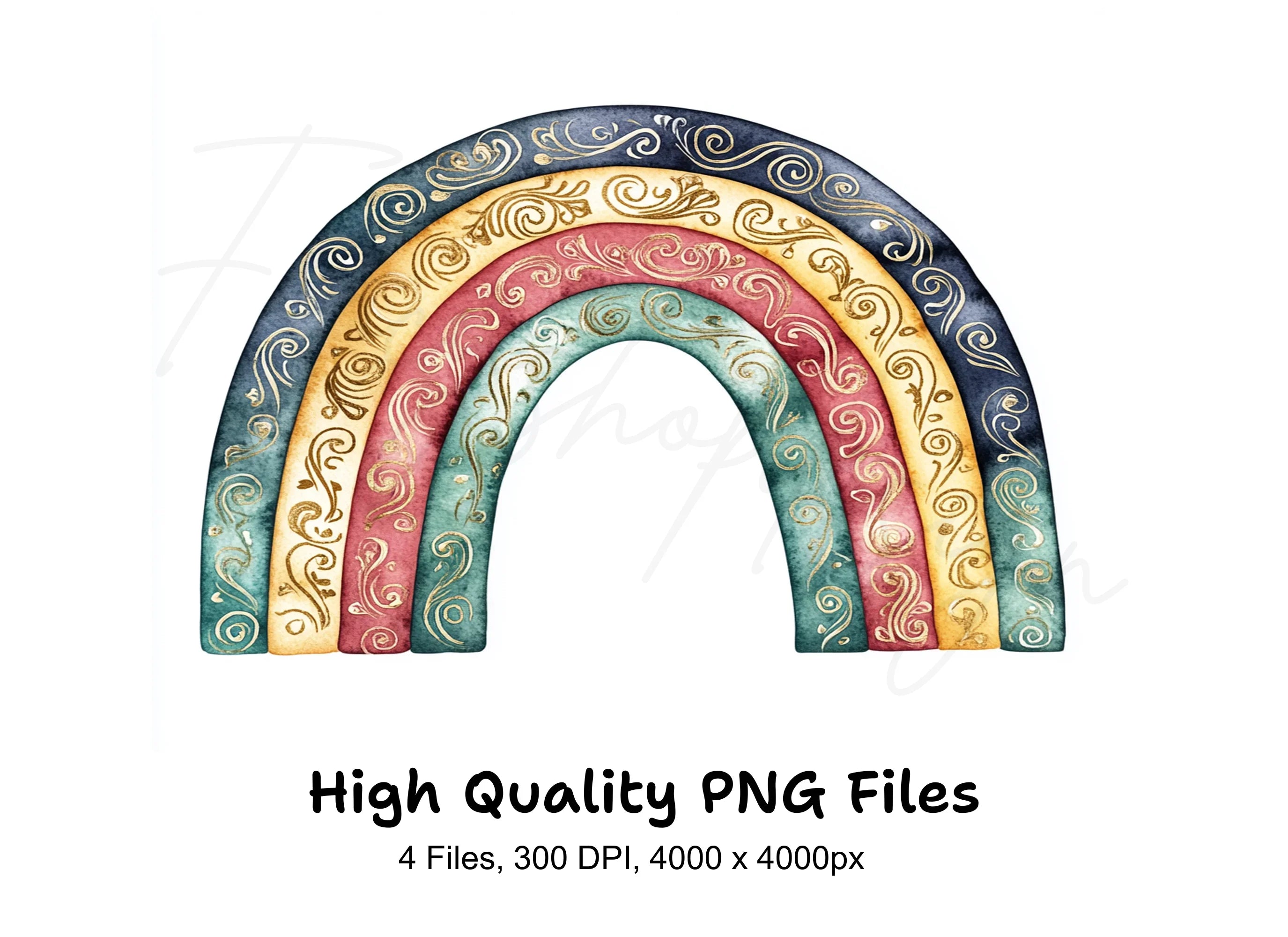 Boho Rainbow Clipart Bundle