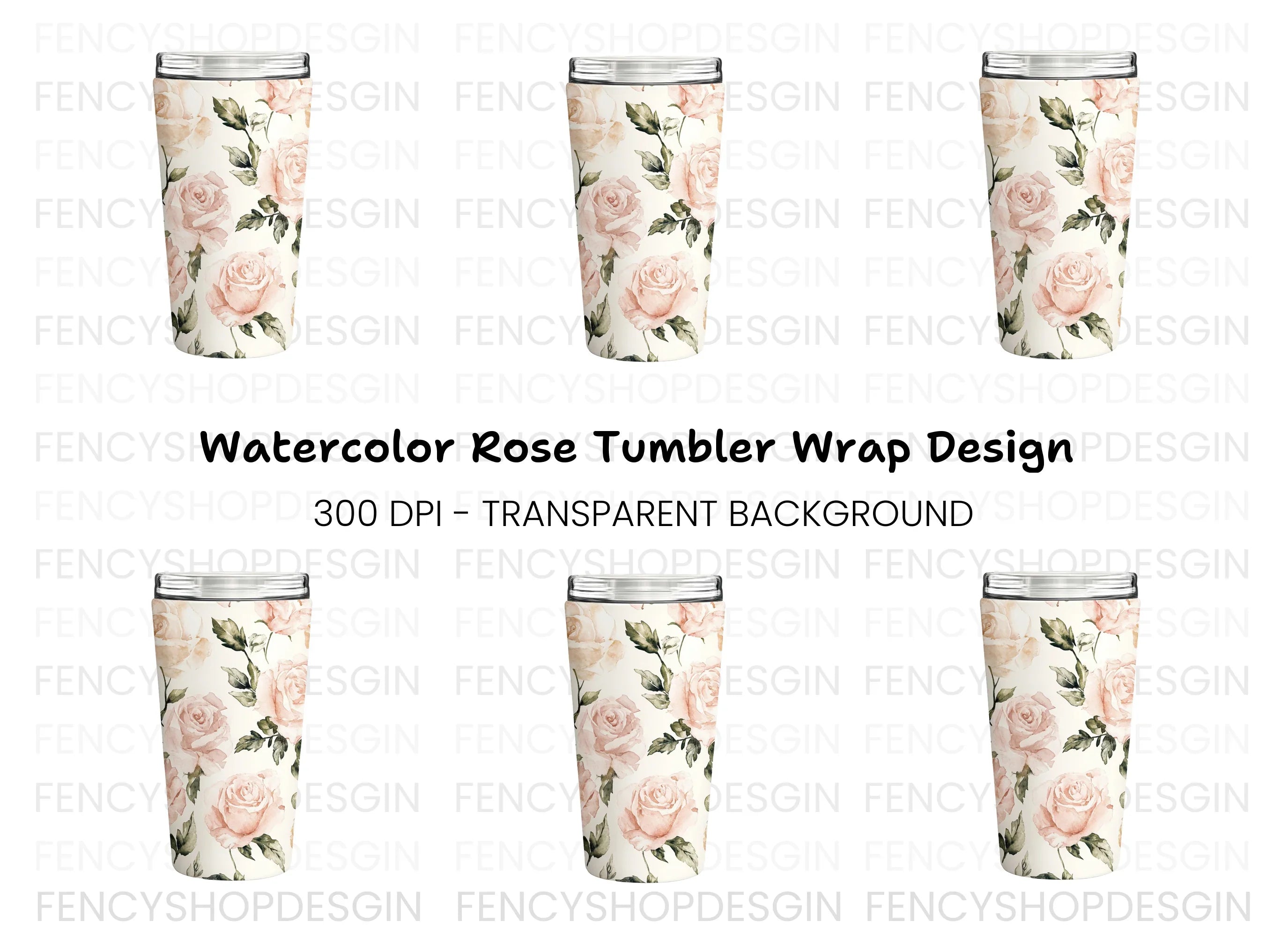 Elegant Rose Tumbler Clipart Bundle