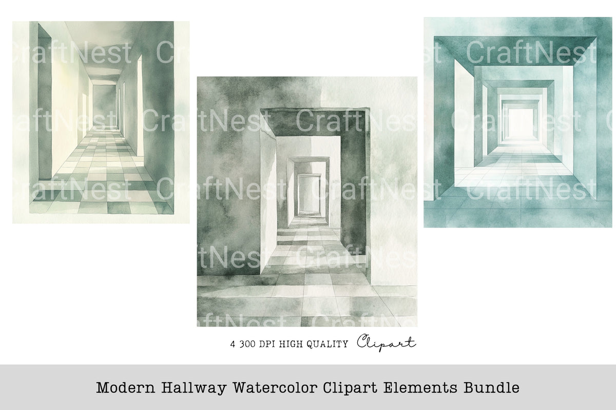 Modern Hallway Elements Clipart Bundle