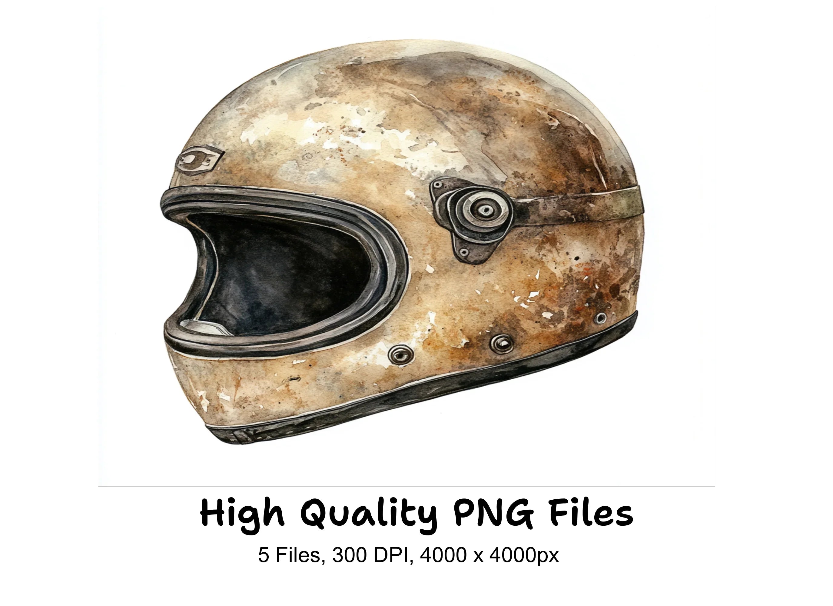 Retro Helmet Illustration Clipart Bundle