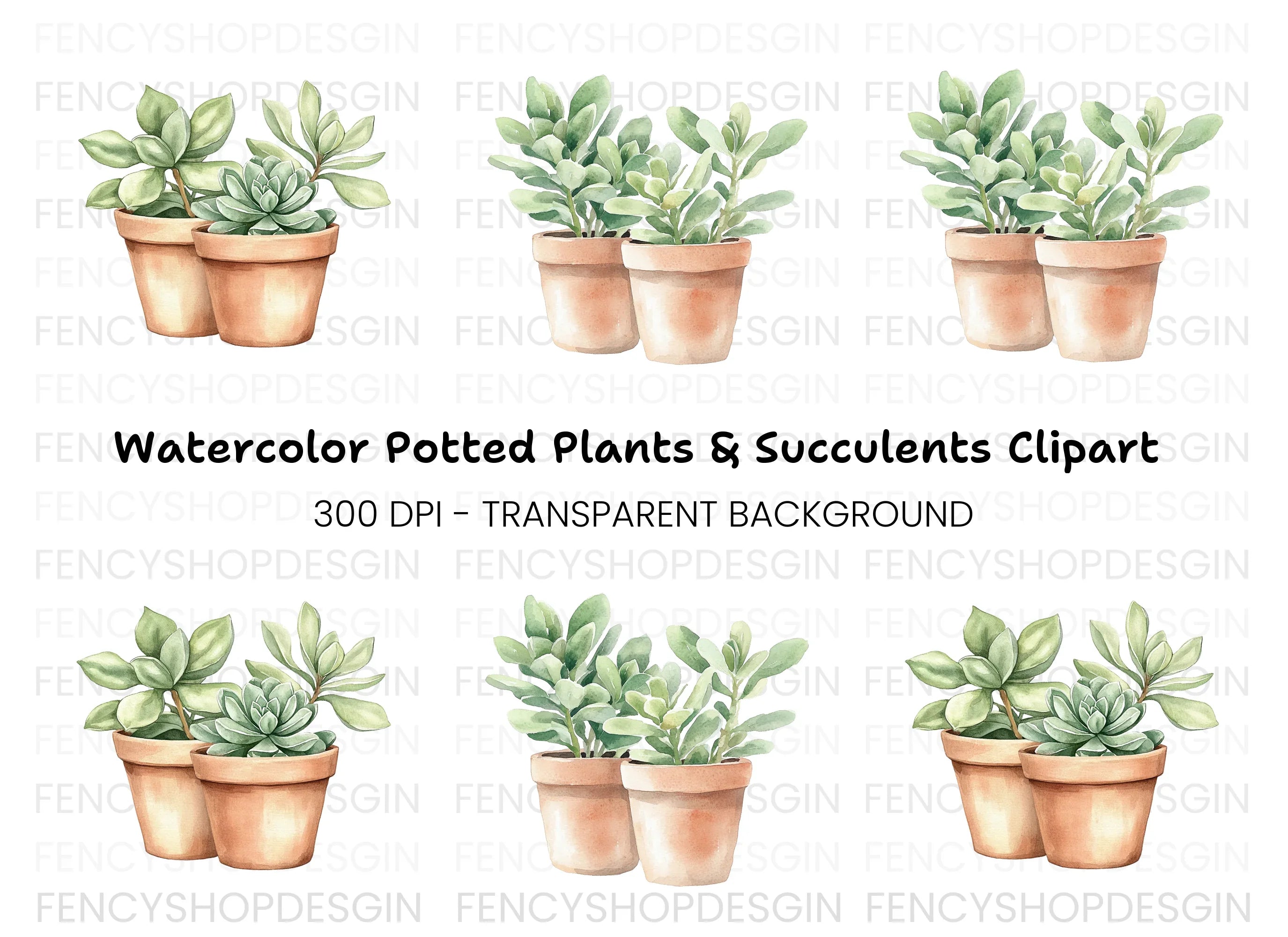 Succulent Plants Clipart Bundle