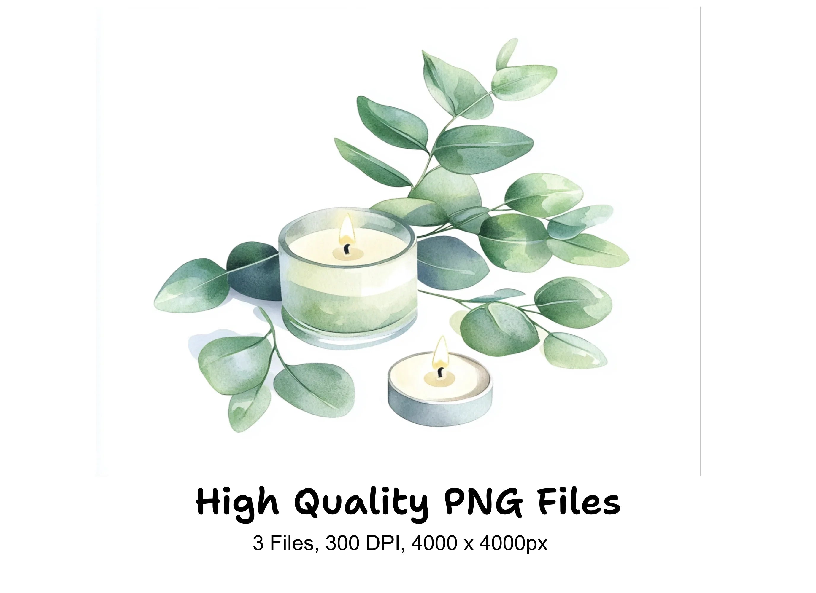 Eucalyptus Candle Clipart Bundle
