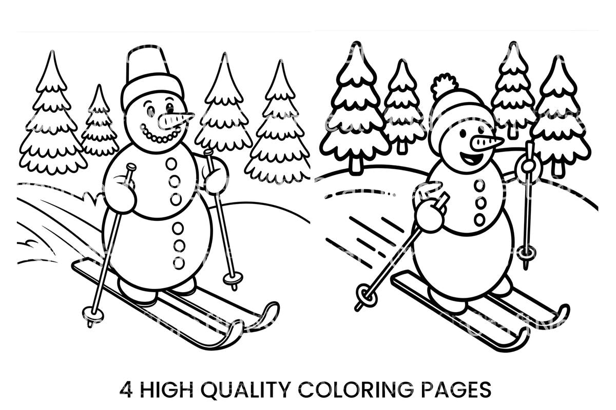 Snowman Skiing Winter Fun Coloring Books