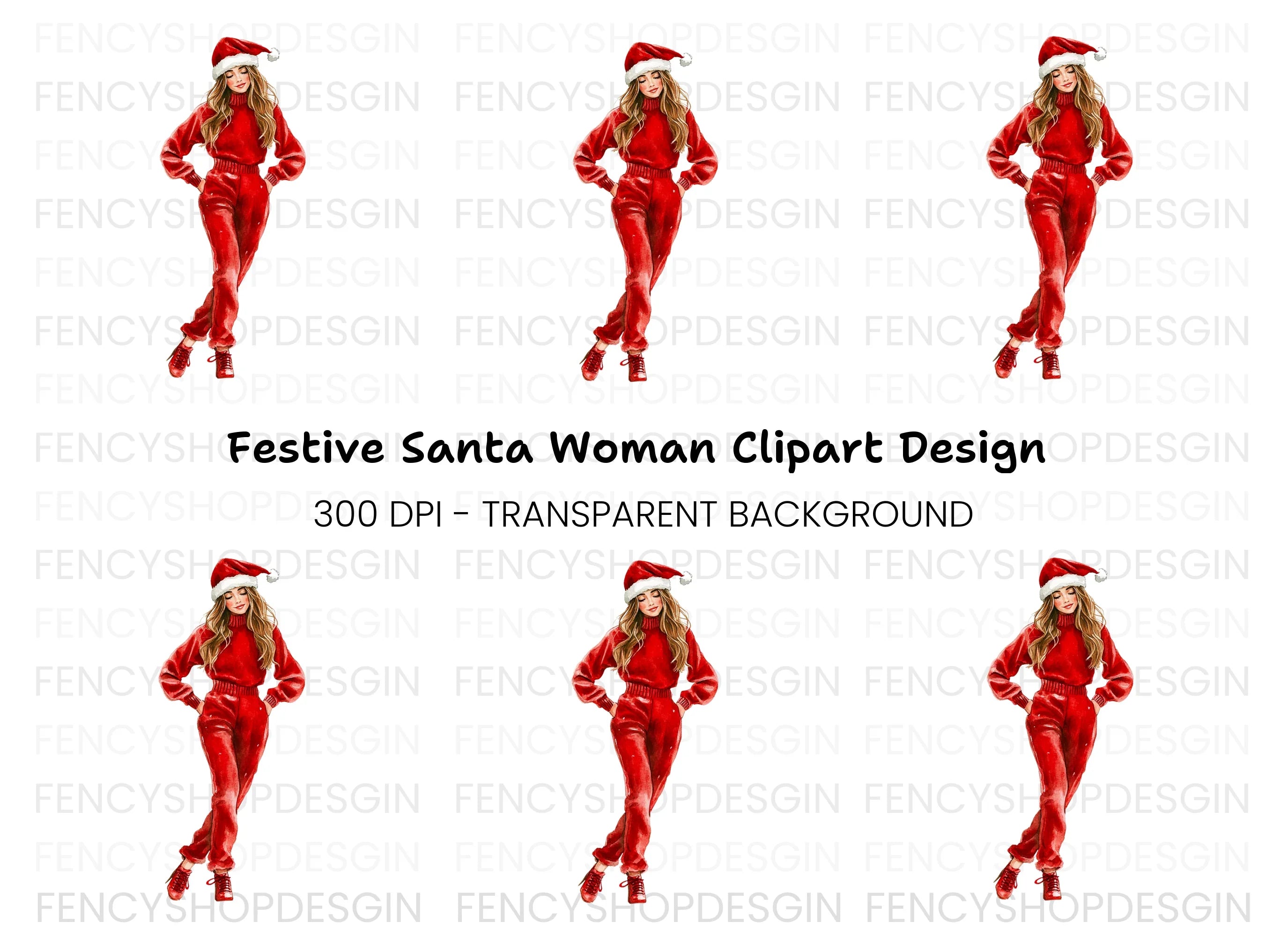 Stylish Christmas Girl Clipart Bundle