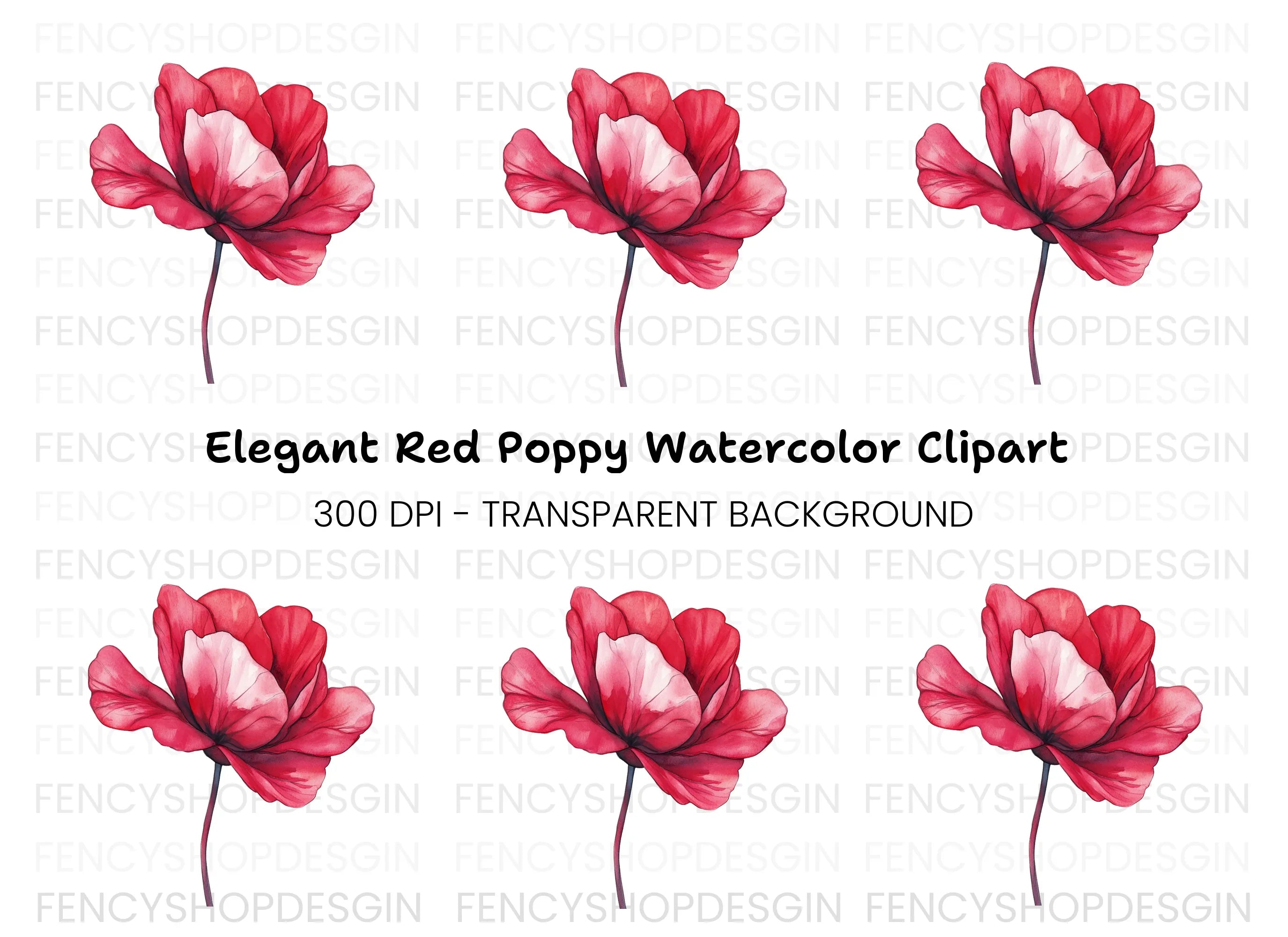Elegant Red Poppy Clipart Bundle