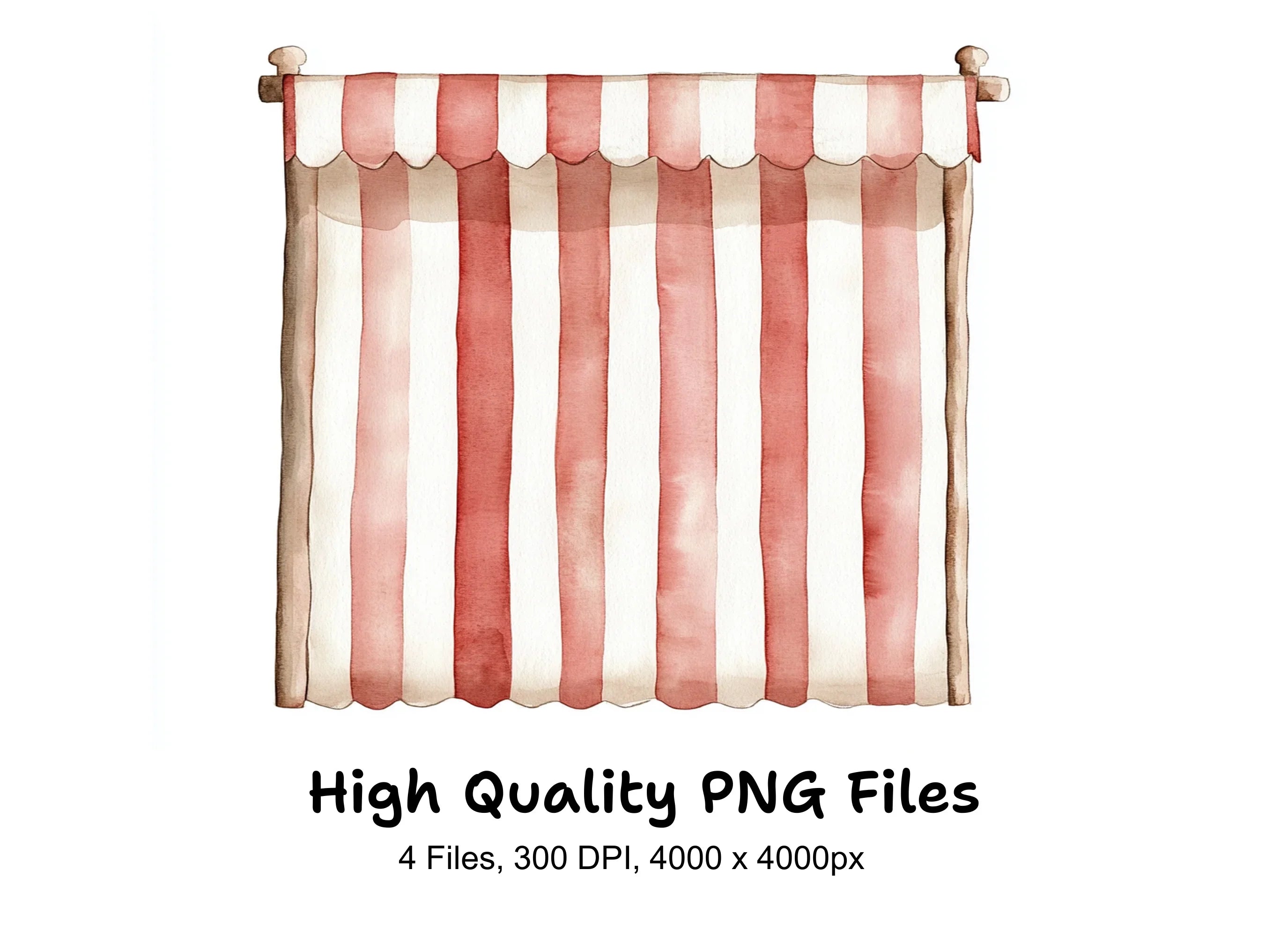 Red and White Striped Awning Clipart Bundle