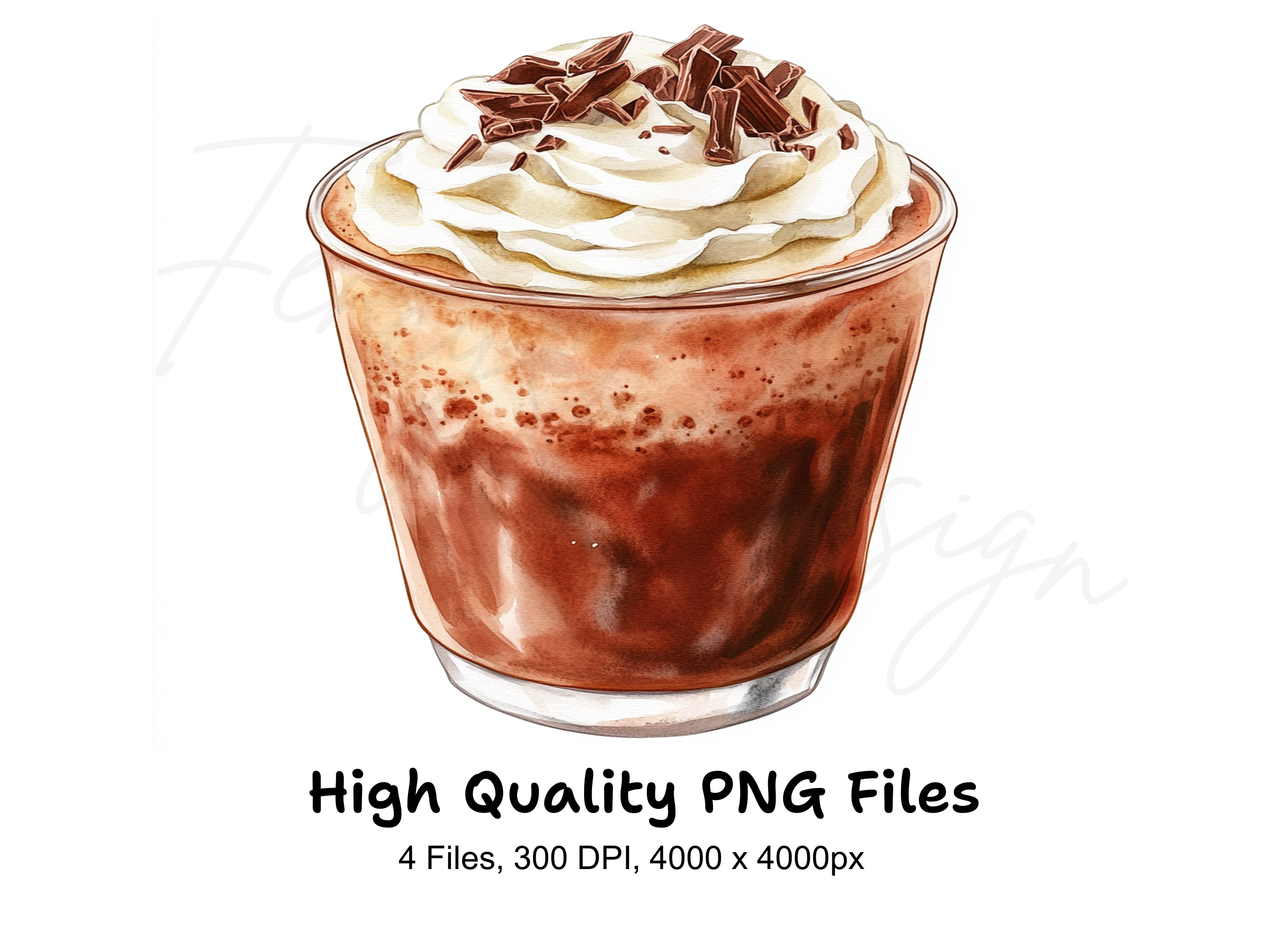 Hot Chocolate with Whipped Cream Clipart Bundle