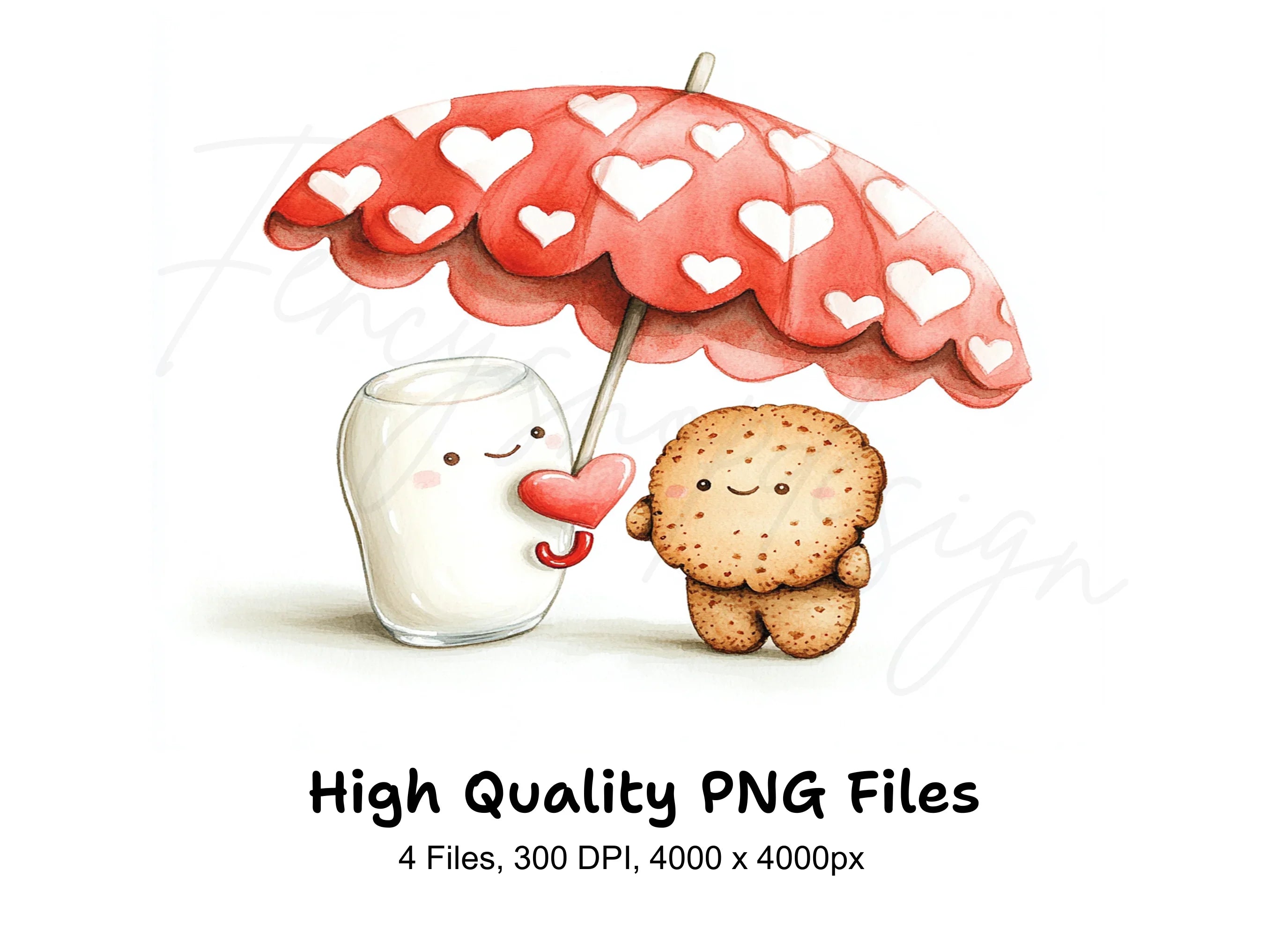 Milk and Cookie Valentine Clipart Bundle