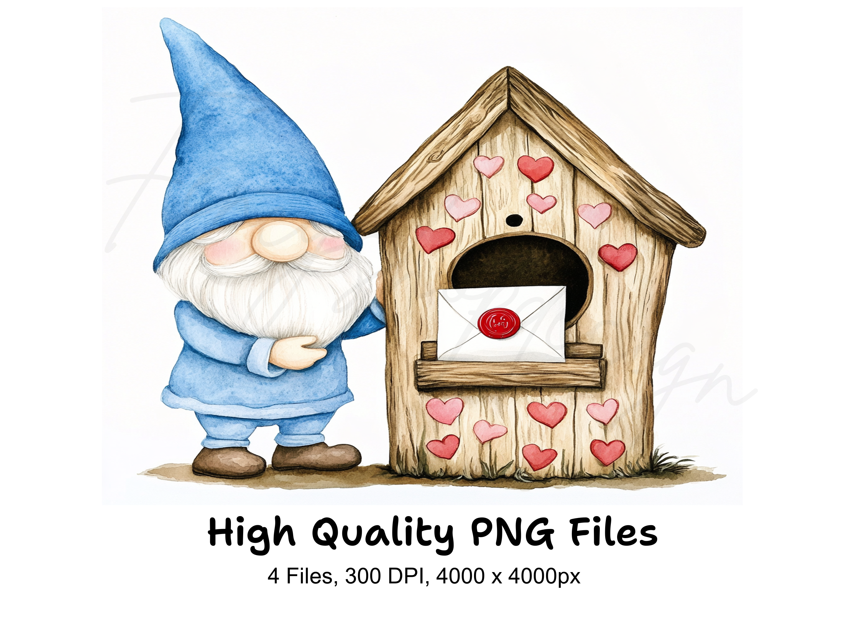 Valentine Gnomes with Mailbox Clipart Bundle