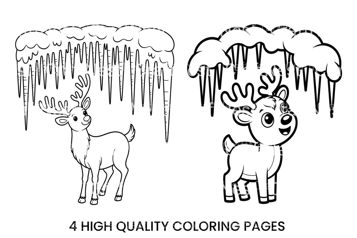 Adorable Reindeer Winter Coloring Books