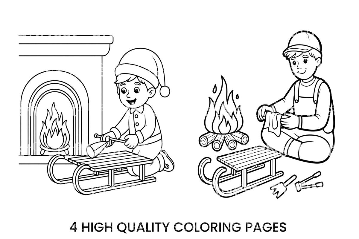 Christmas Sleigh Repair Coloring Books