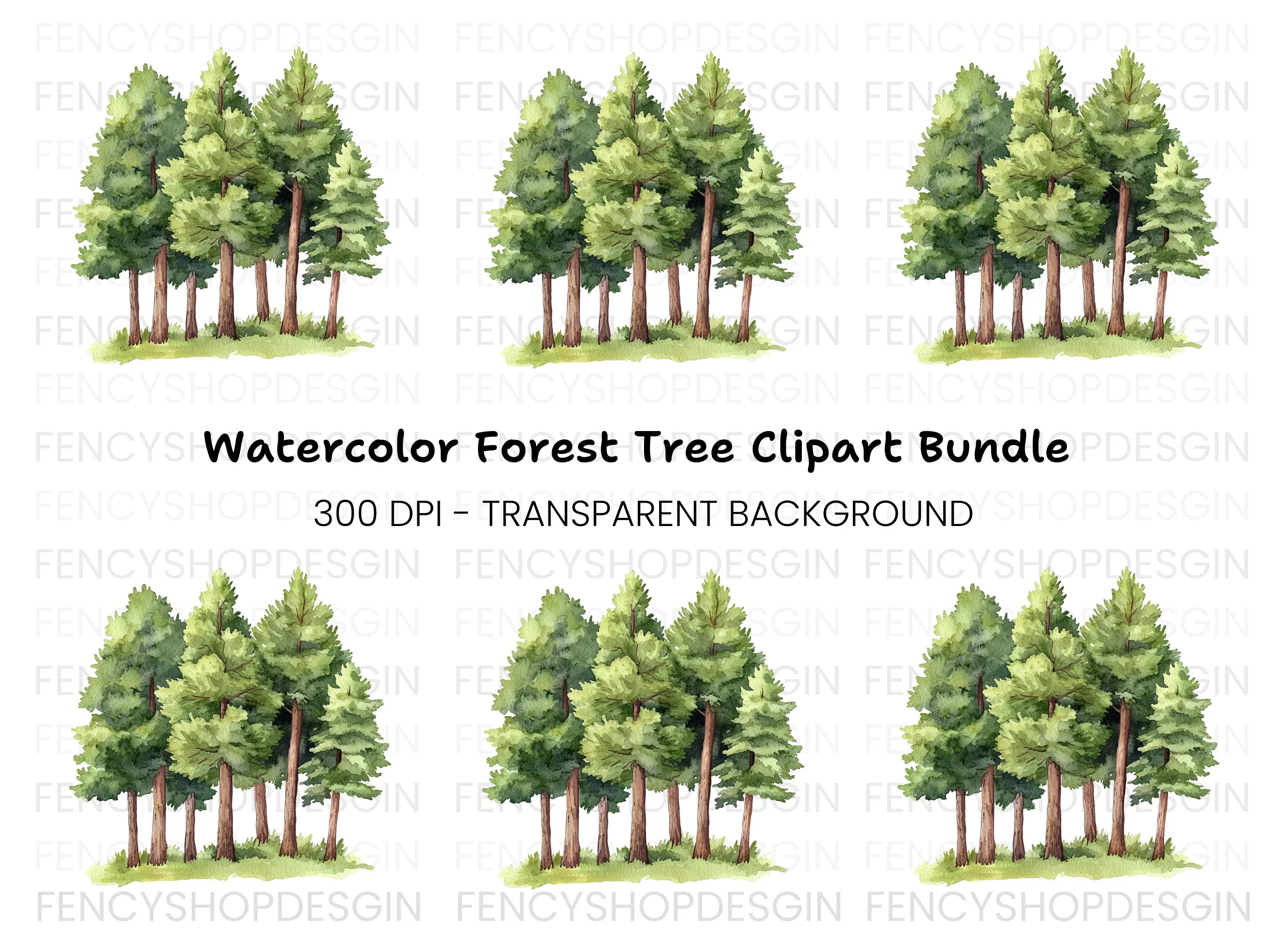 Pine Trees Clipart Bundle
