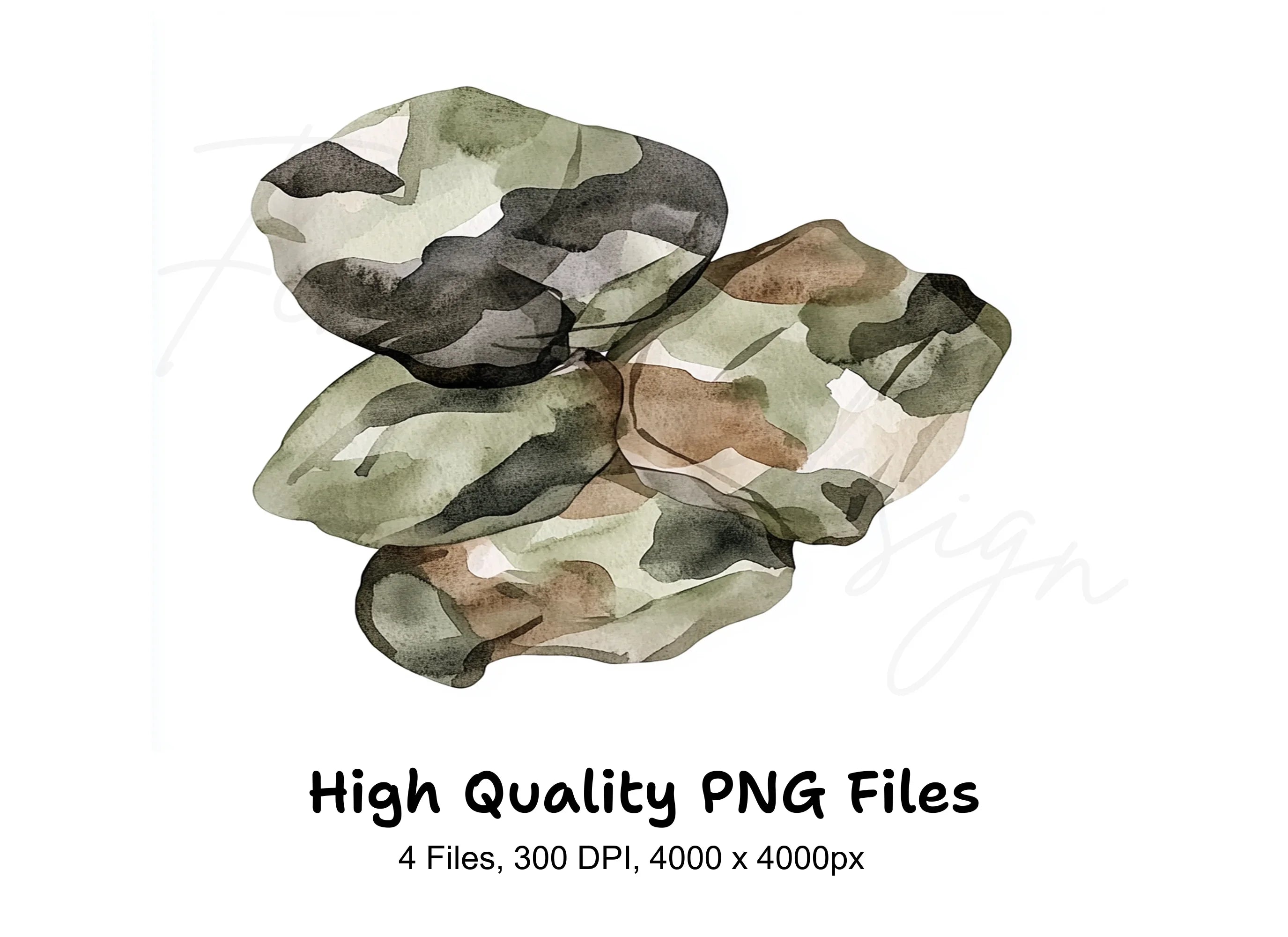 Camouflage Rocks Clipart Bundle