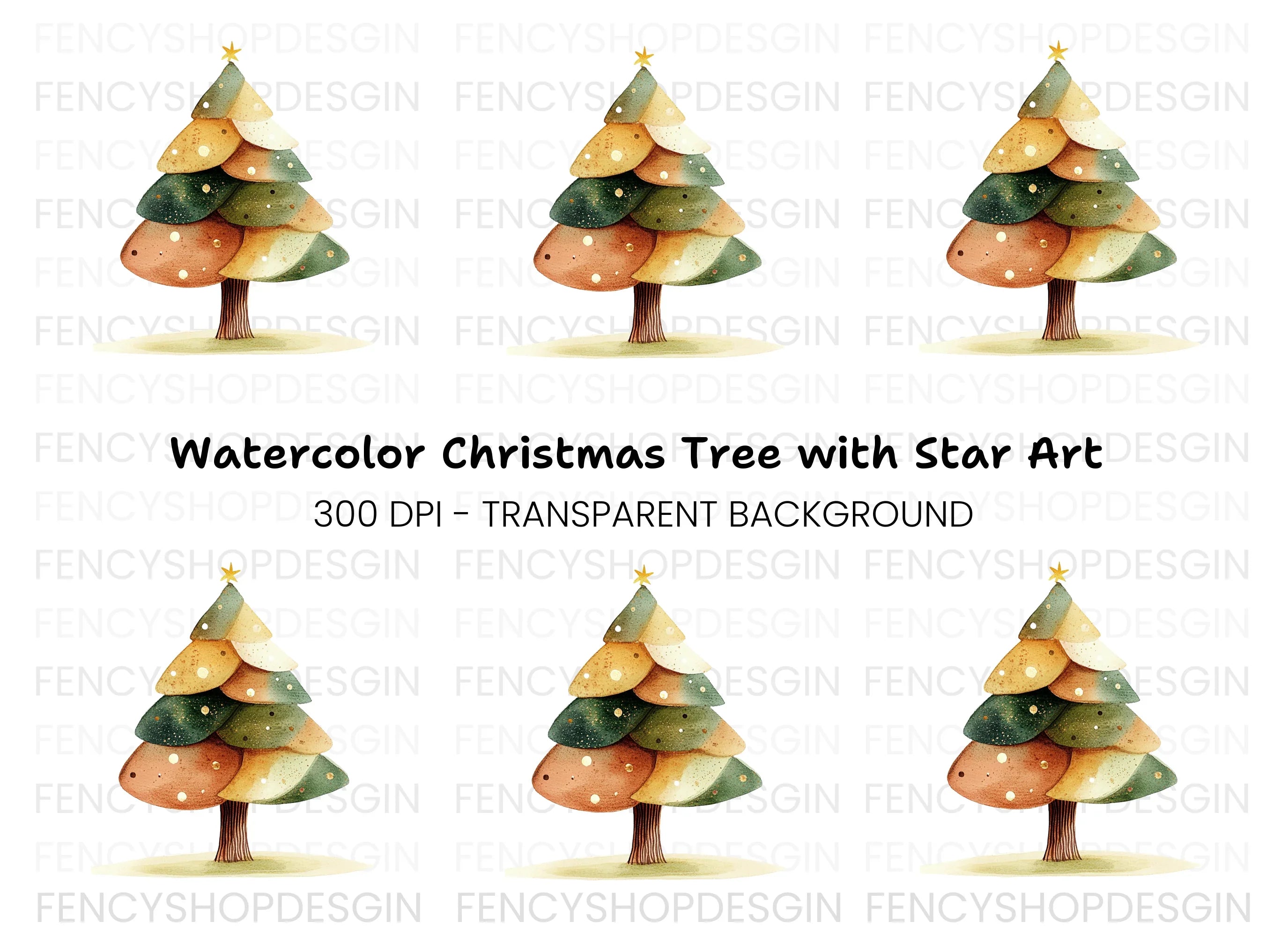 Festive Christmas Tree Clipart Bundle