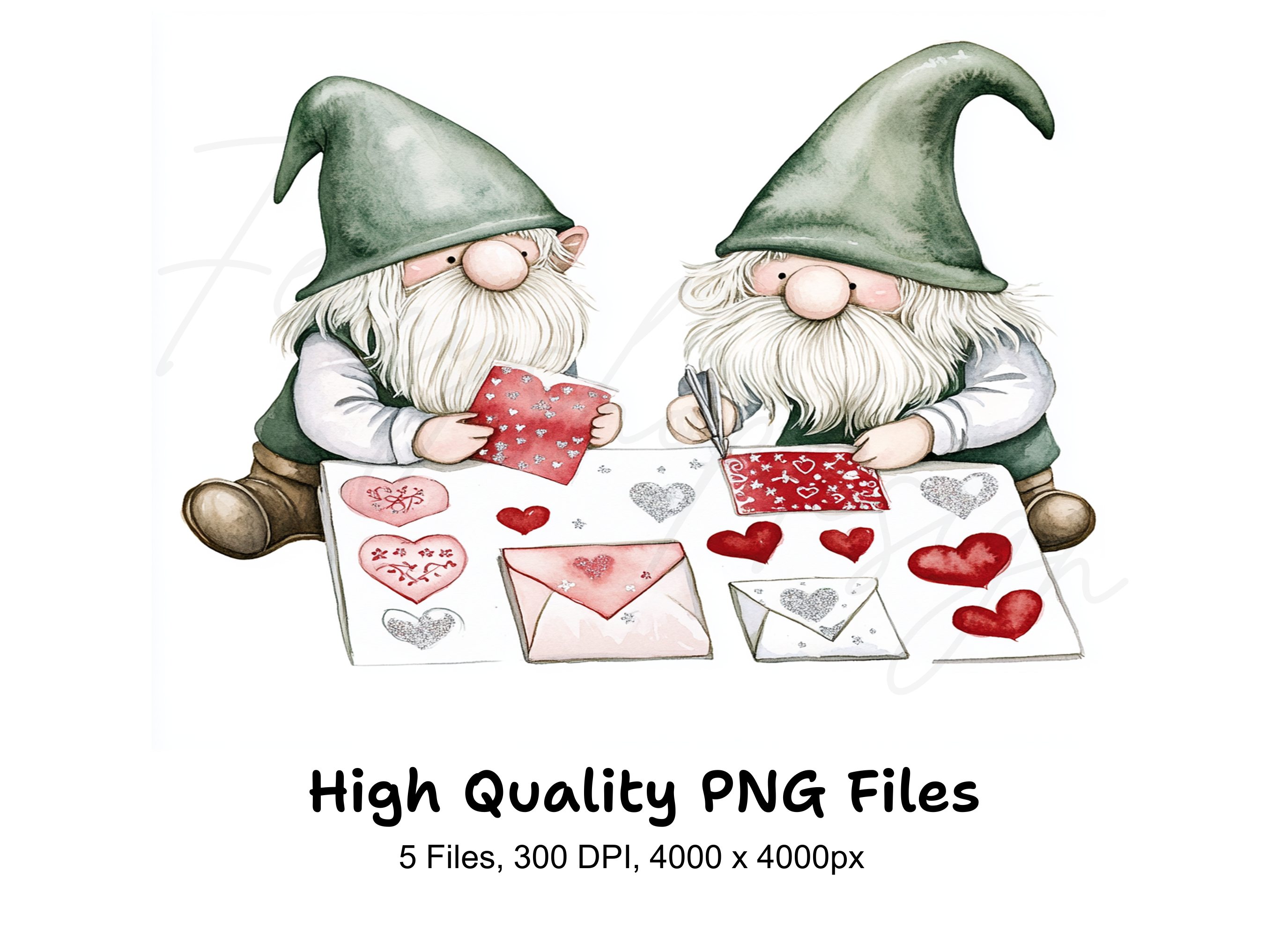 Valentine Gnomes with Hearts Clipart Bundle