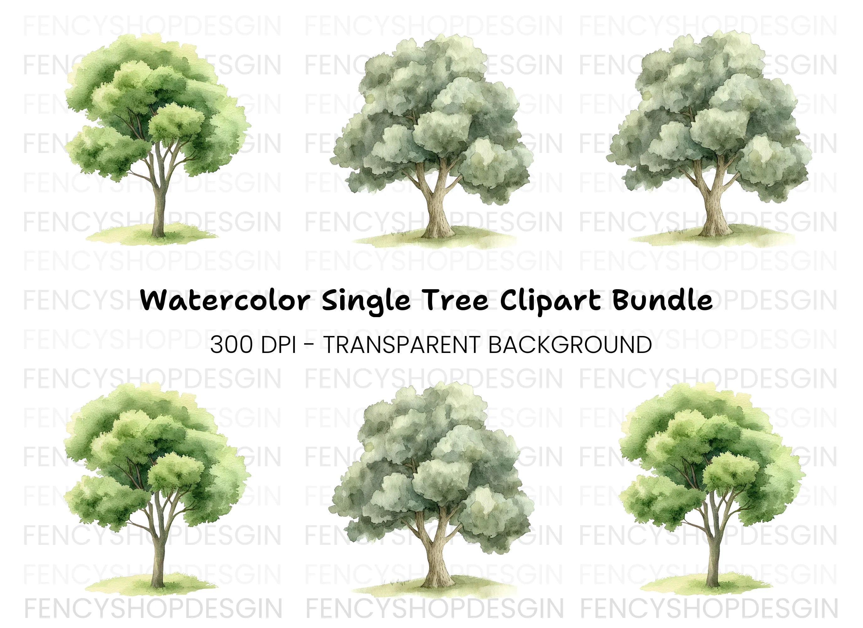 Green Tree Clipart Bundle