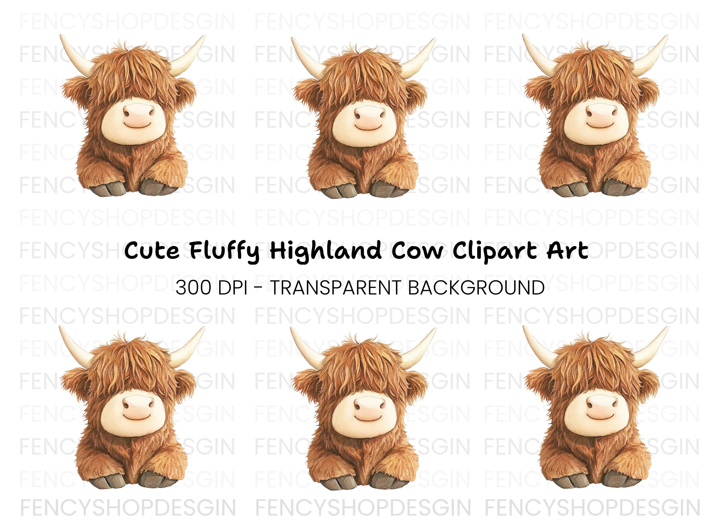 Adorable Highland Cow Clipart Bundle