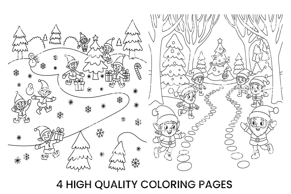 Christmas Elves and Santa Coloring Books