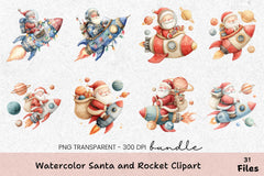 Santa and Rocket Clipart Bundle - CraftNest - Digital Crafting and Art