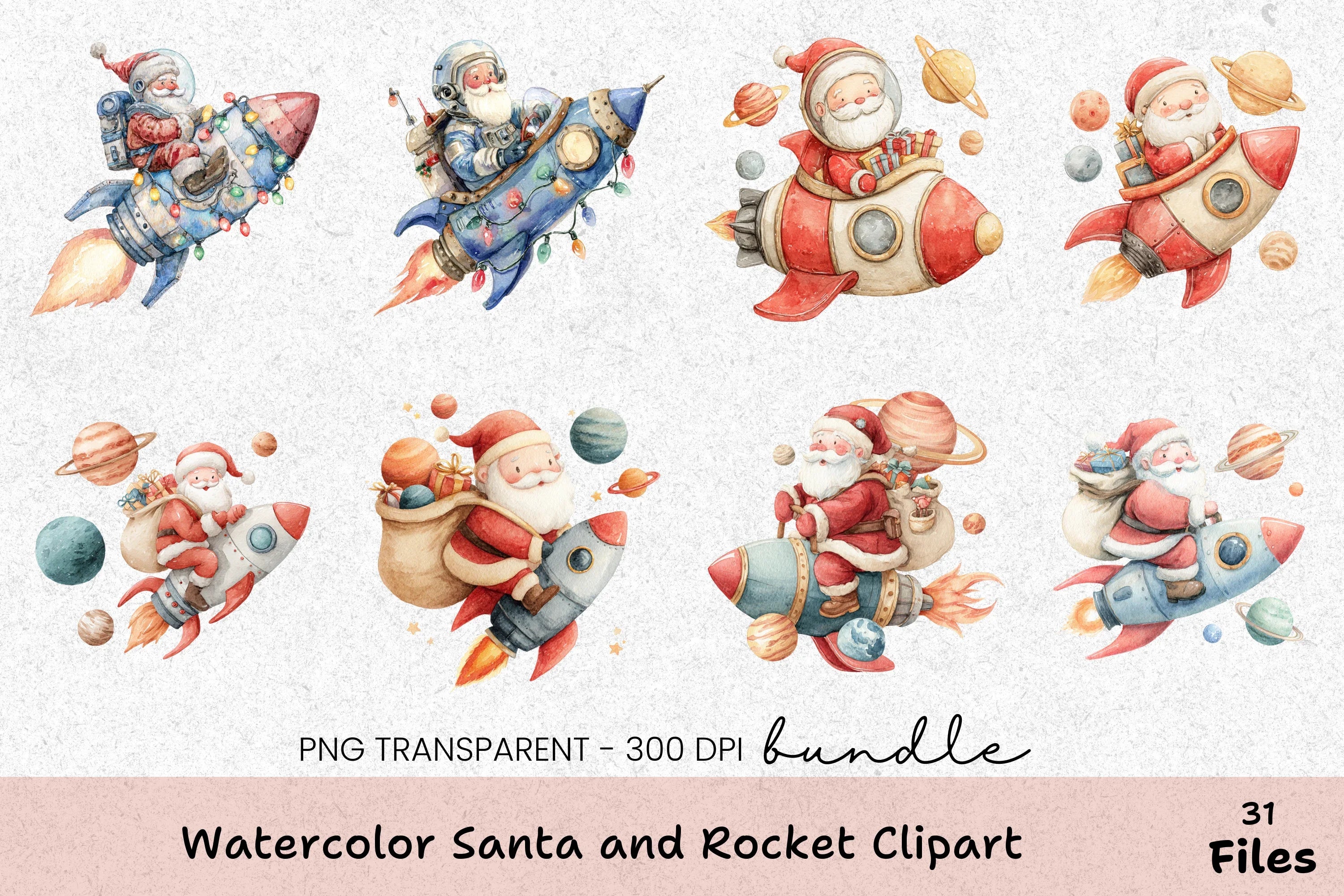 Santa and Rocket Clipart Bundle - CraftNest - Digital Crafting and Art