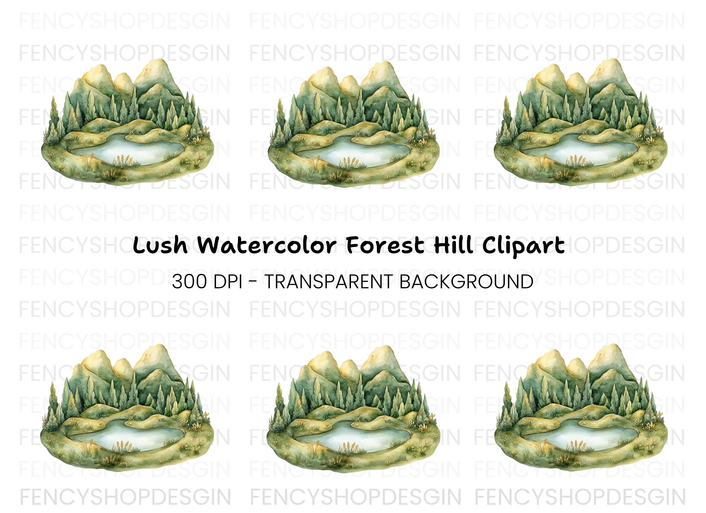 Mountain Lake Forest Clipart Bundle