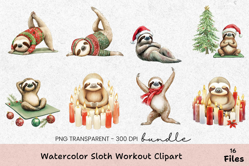 Sloth Workout Clipart Bundle - CraftNest - Digital Crafting and Art