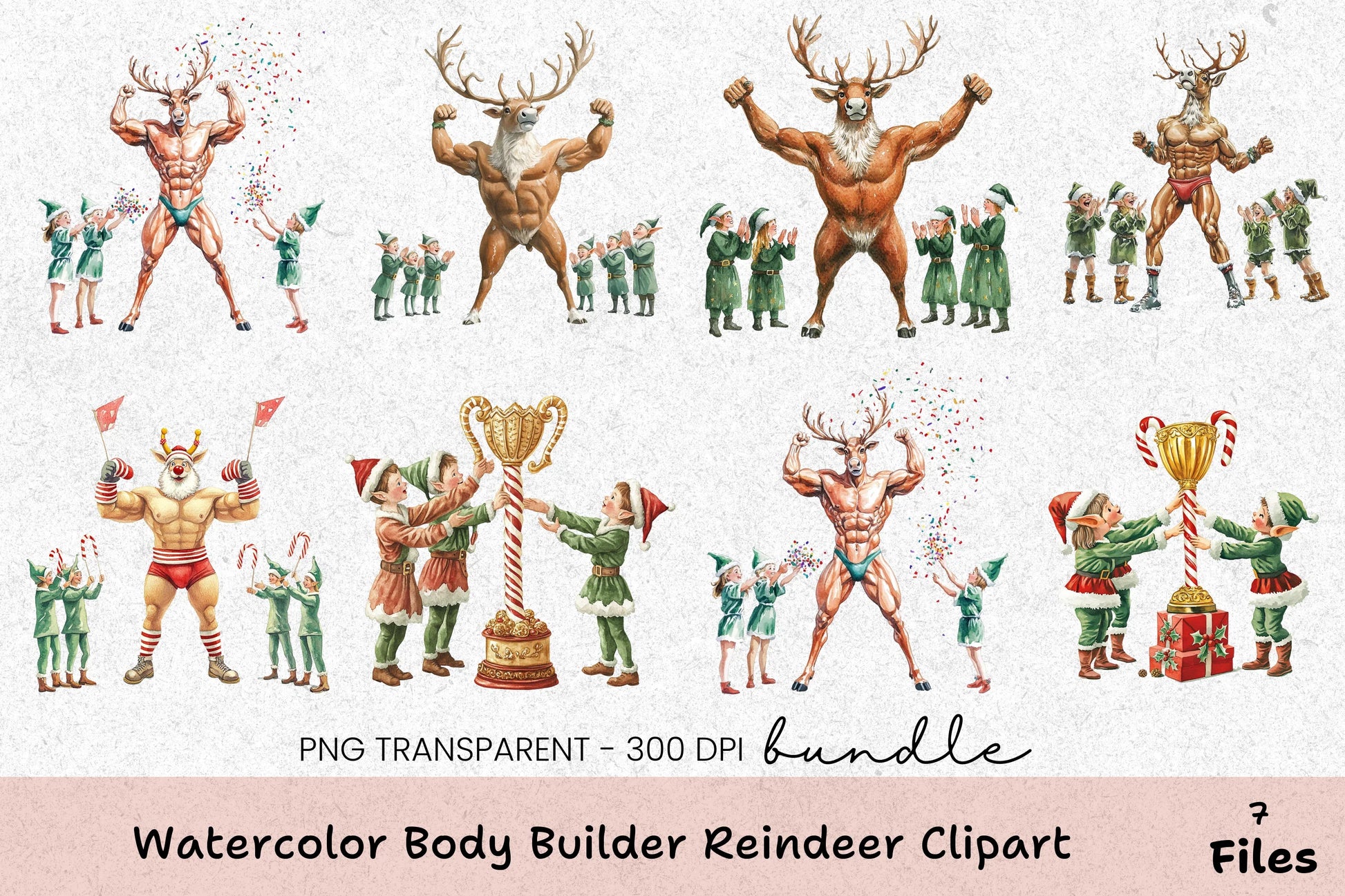 Bodybuilder Reindeer Clipart Bundle - CraftNest - Digital Crafting and Art