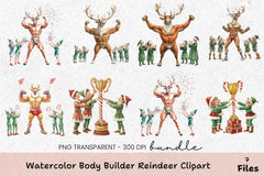 Bodybuilder Reindeer Clipart Bundle - CraftNest - Digital Crafting and Art