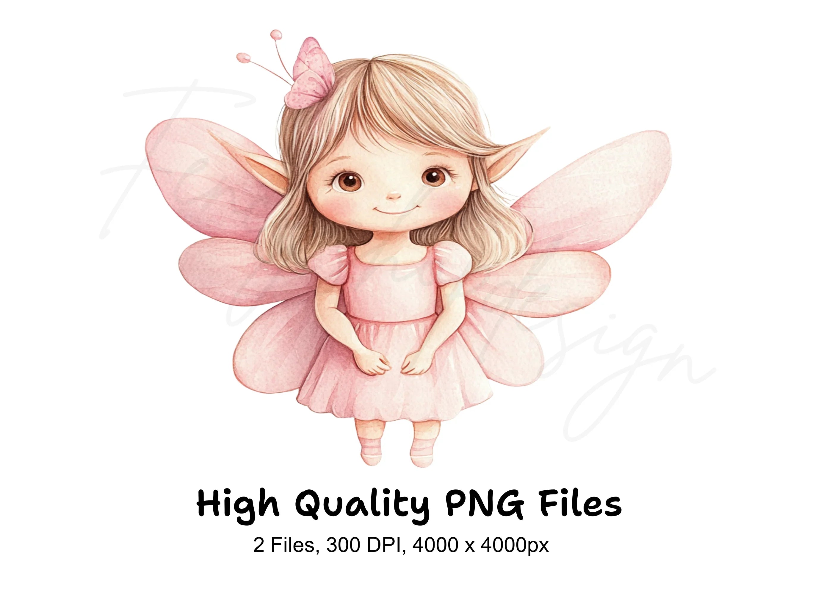 Cute Pink Fairy Clipart Bundle