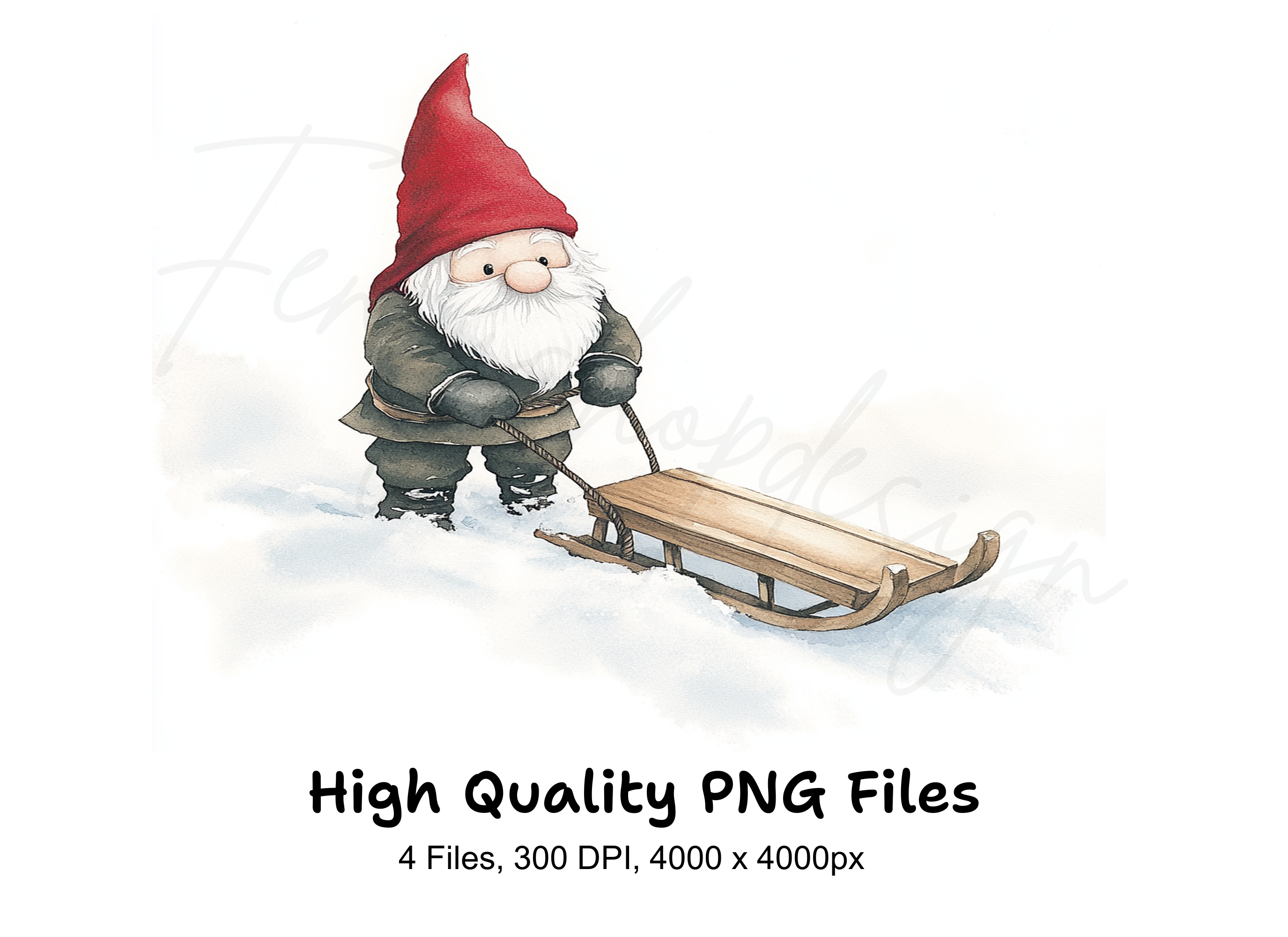 Winter Gnomes with Sleds Clipart Bundle