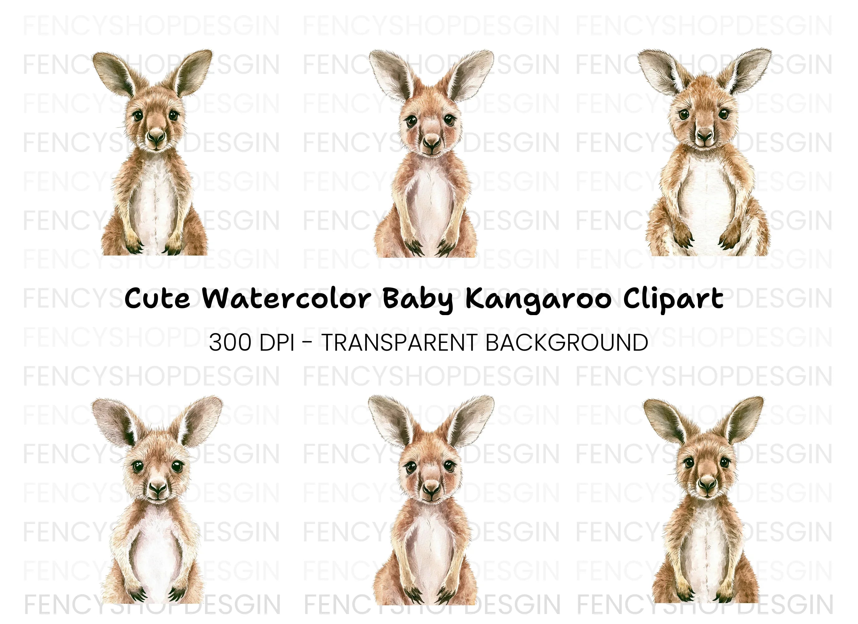 Baby Kangaroo Clipart Bundle