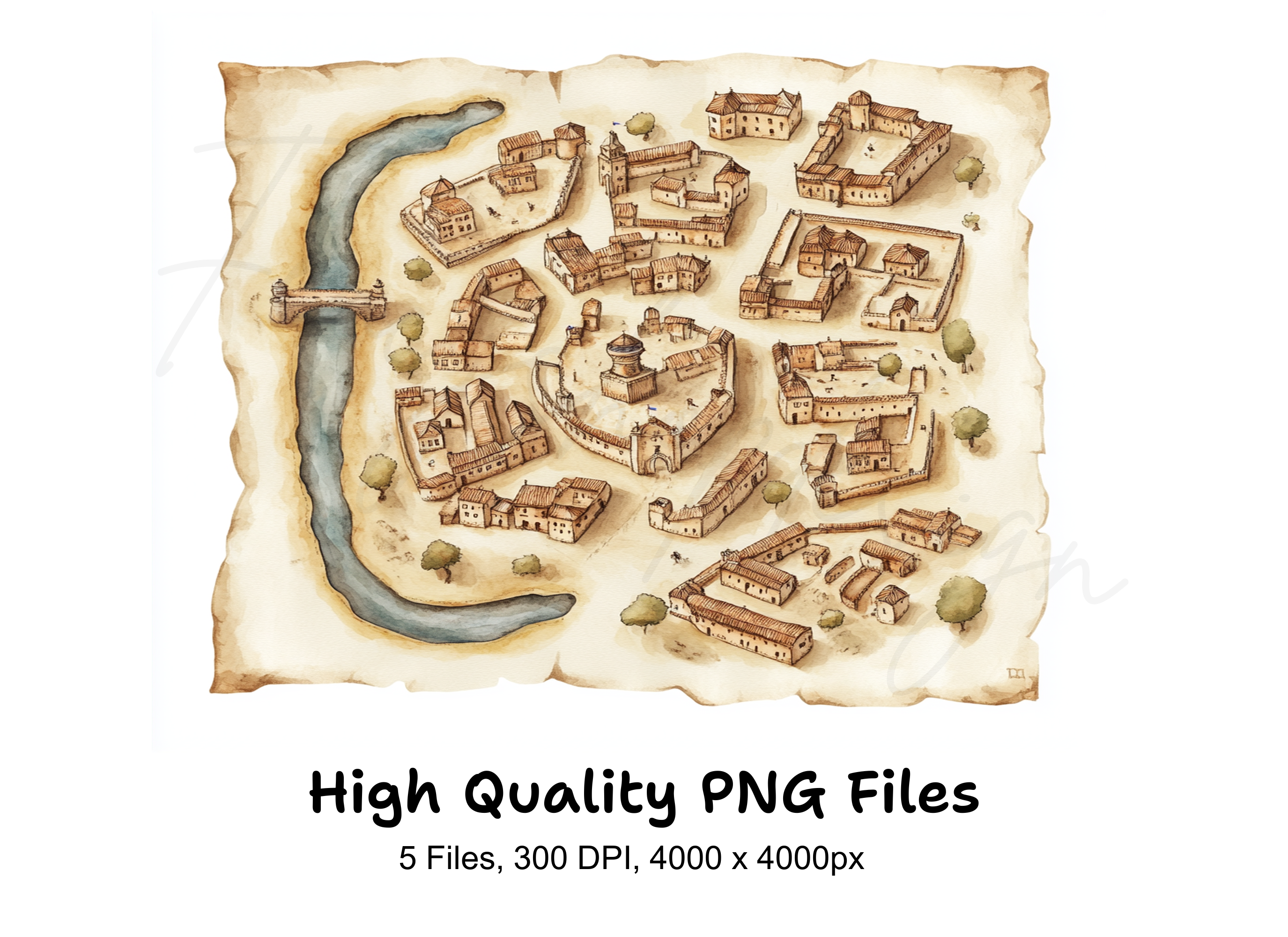 Fantasy Town Maps Clipart Bundle