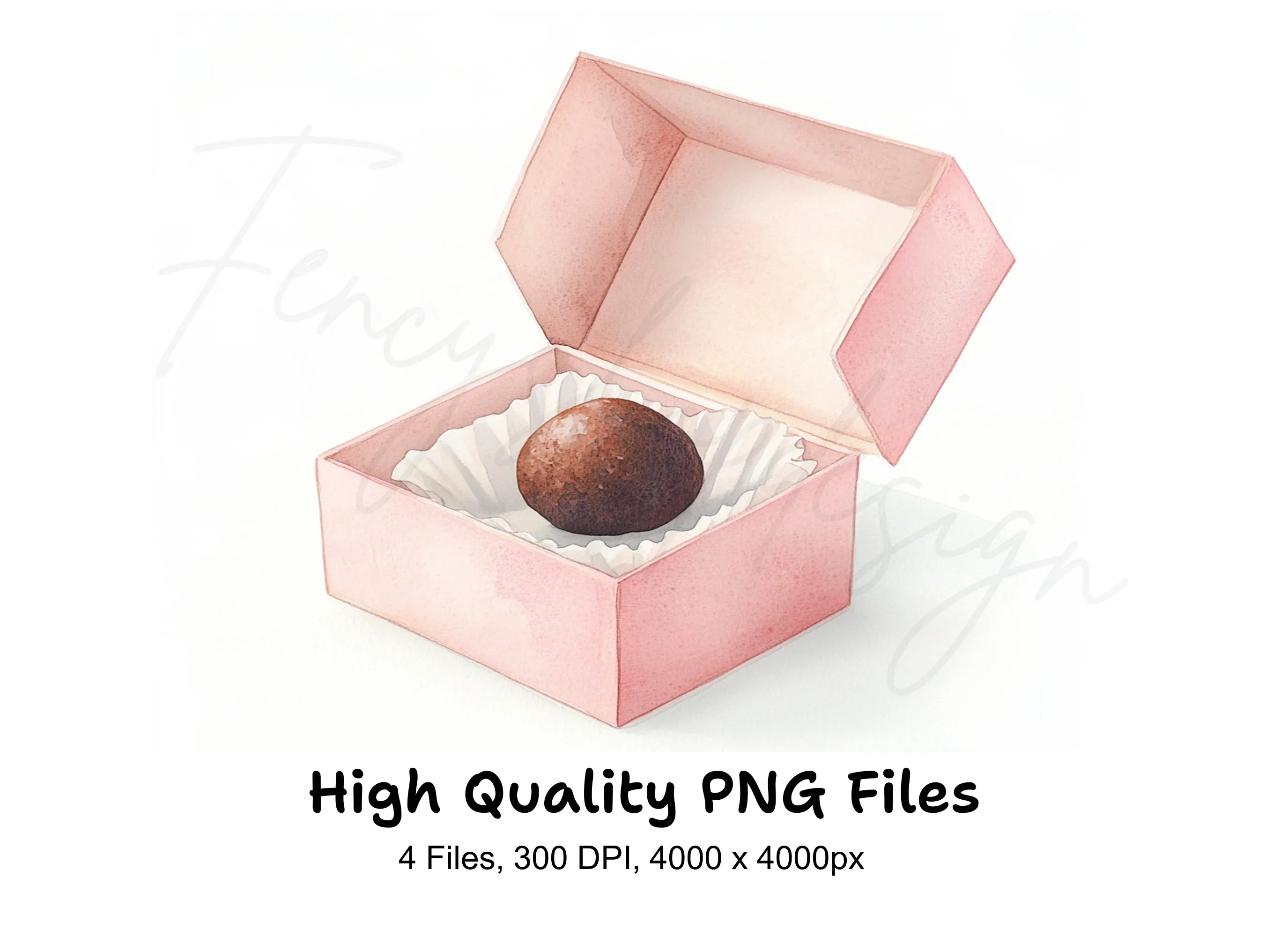 Pink Gift Box Chocolate Truffle Clipart Bundle