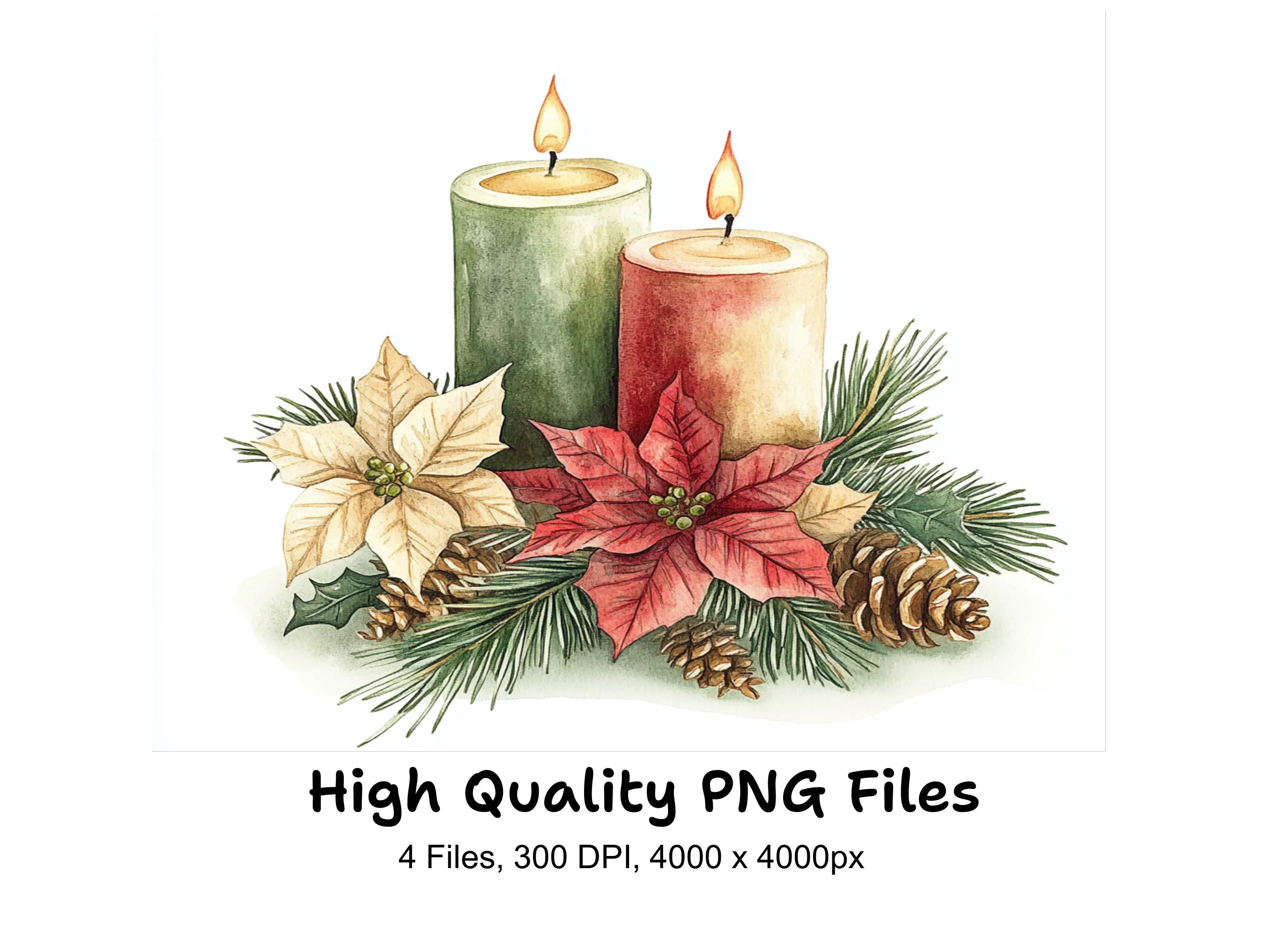 Christmas Candle Clipart Bundle
