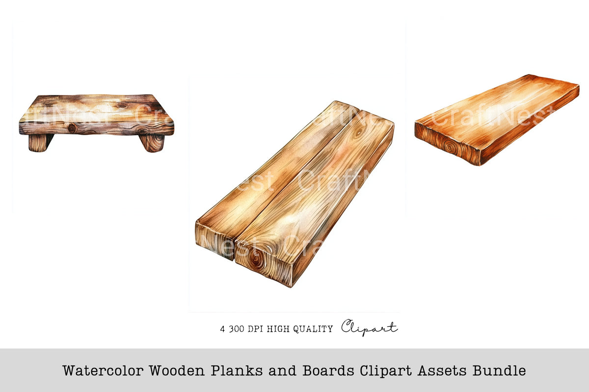 Wooden Planks And Boards Clipart Bundle