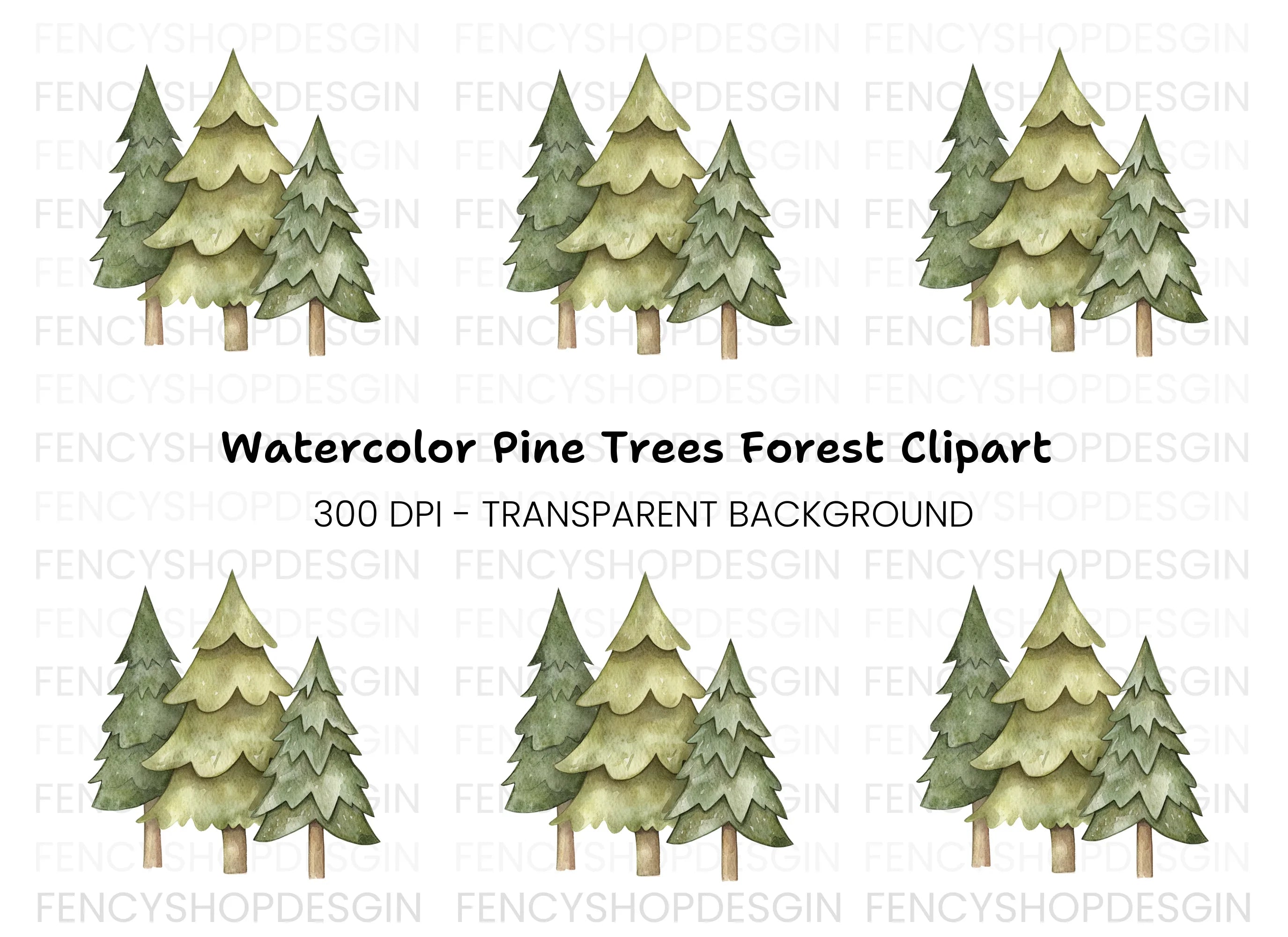 Pine Trees Clipart Bundle