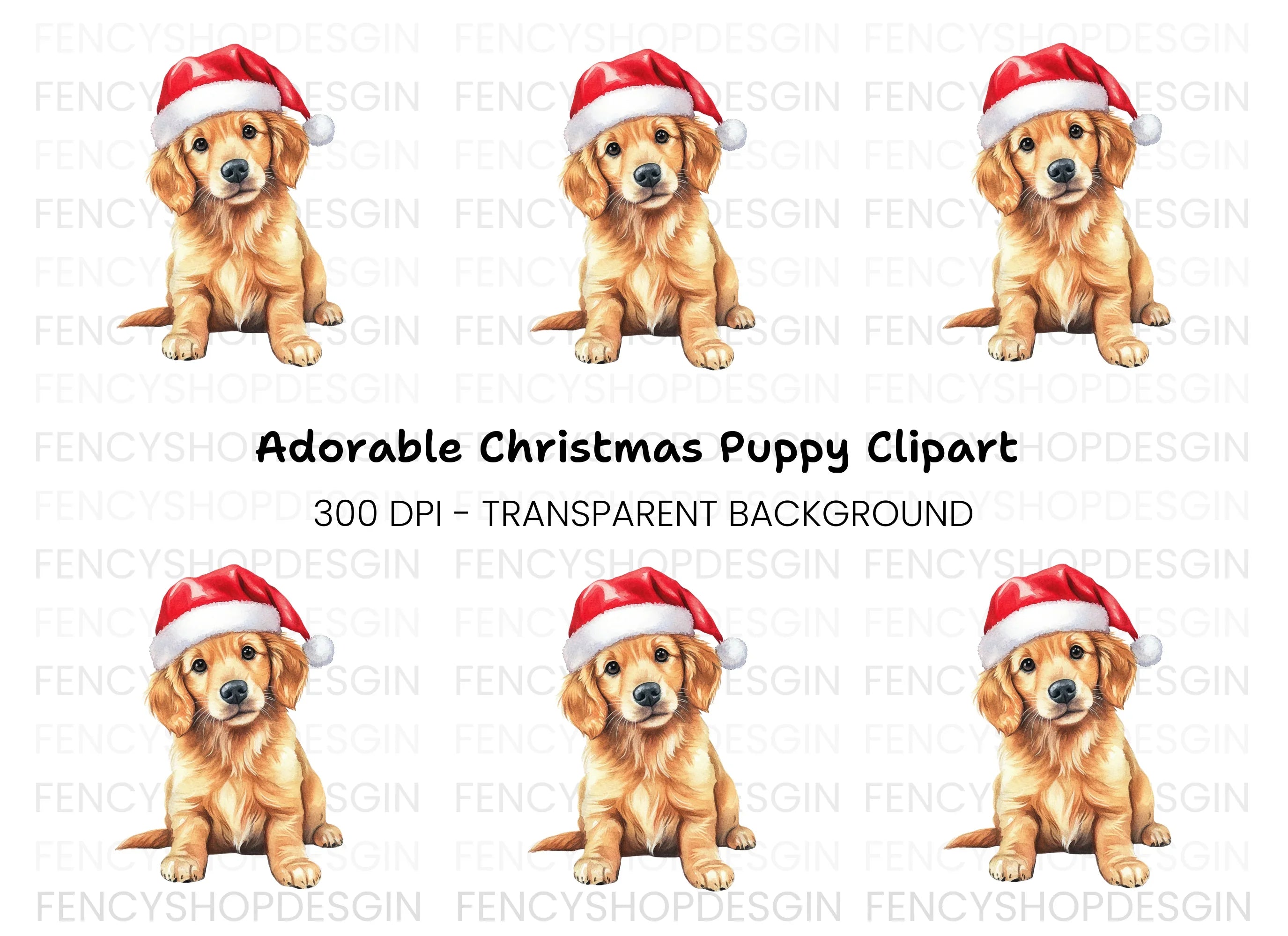 Golden Retriever Puppy Christmas Clipart Bundle