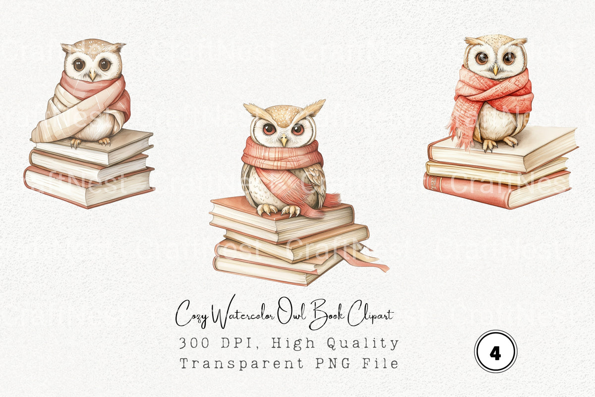 Cozy Watercolor Owl Clipart Planner