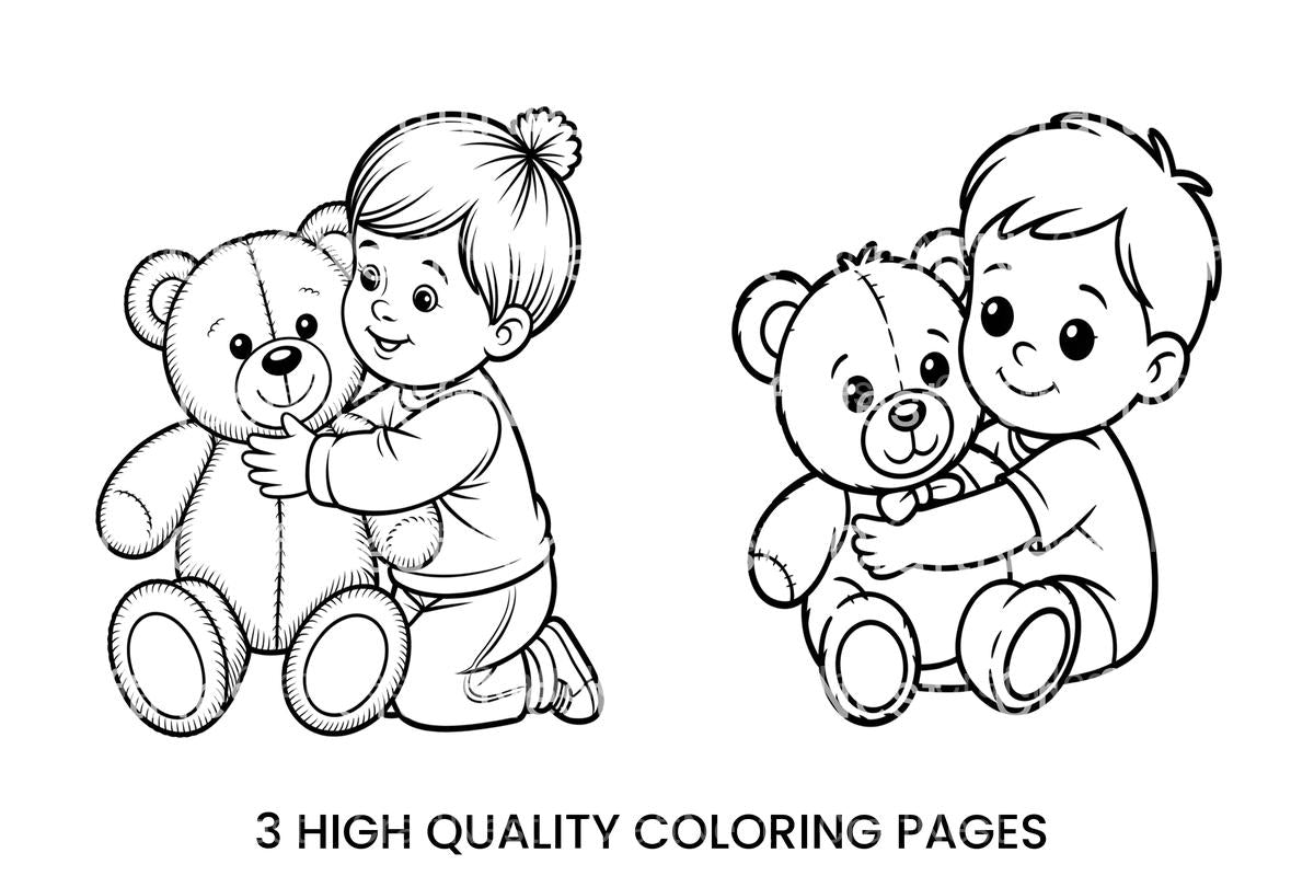 Cute Babies with Teddy Bears Coloring Books