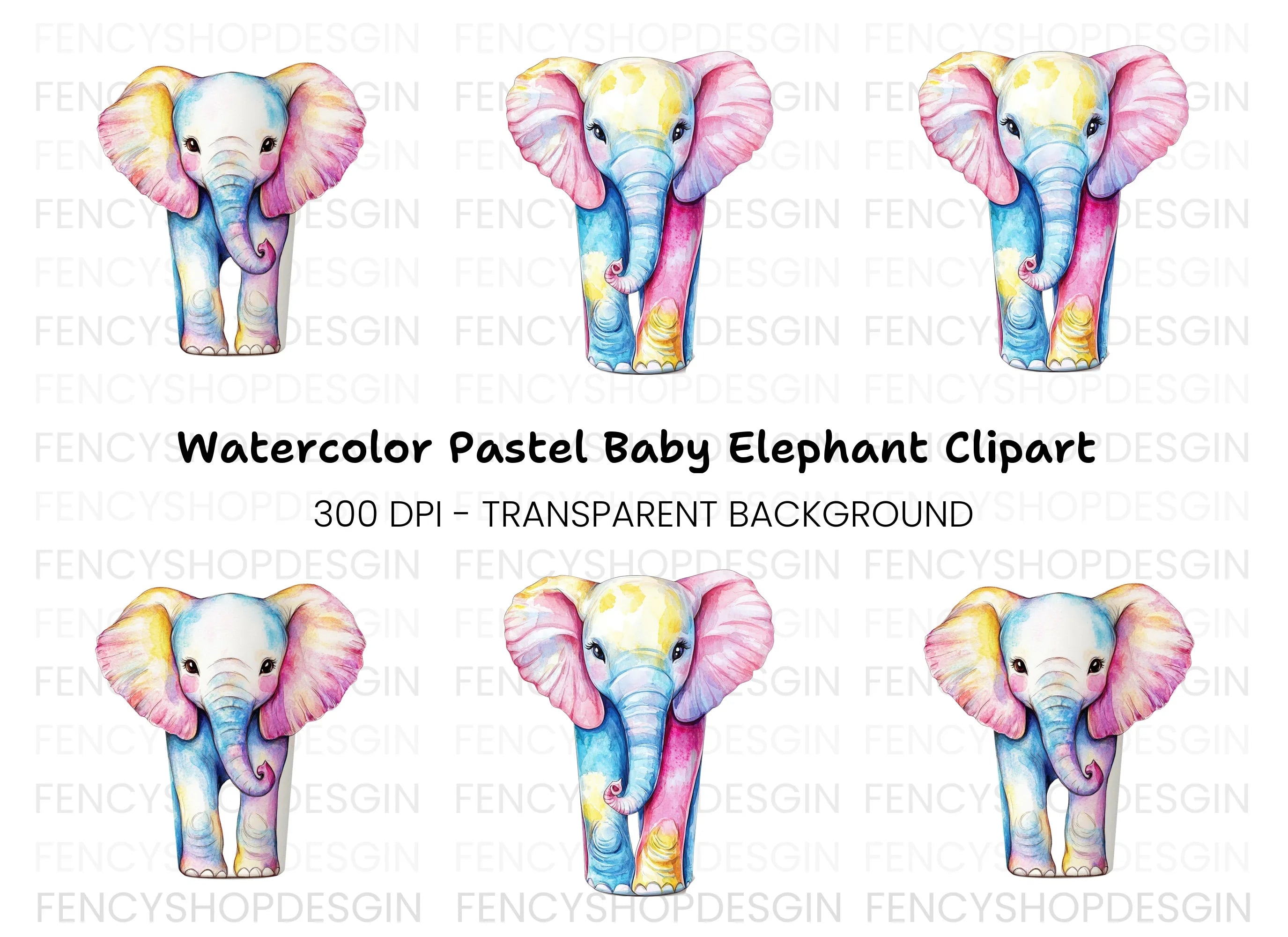 Baby Elephant Clipart Bundle