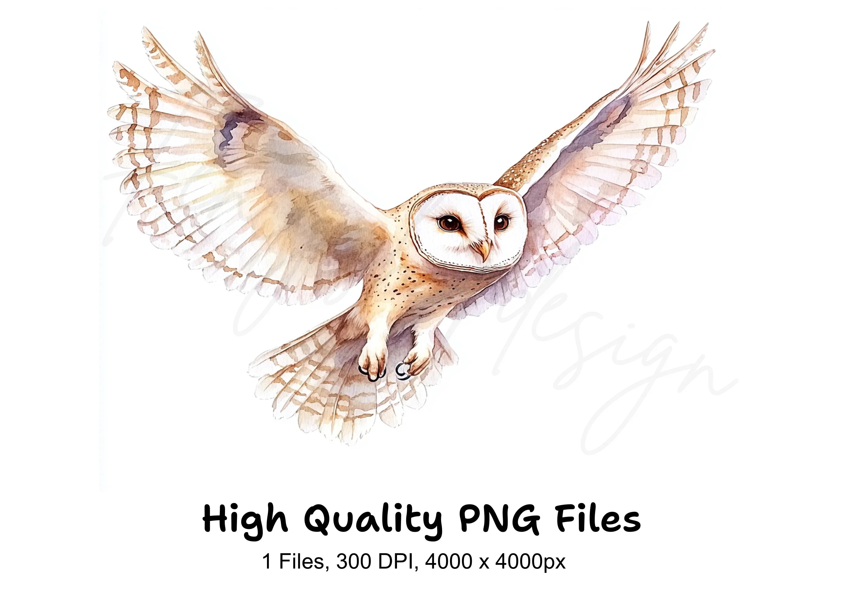 Graceful Barn Owl In Flight Clipart Bundle