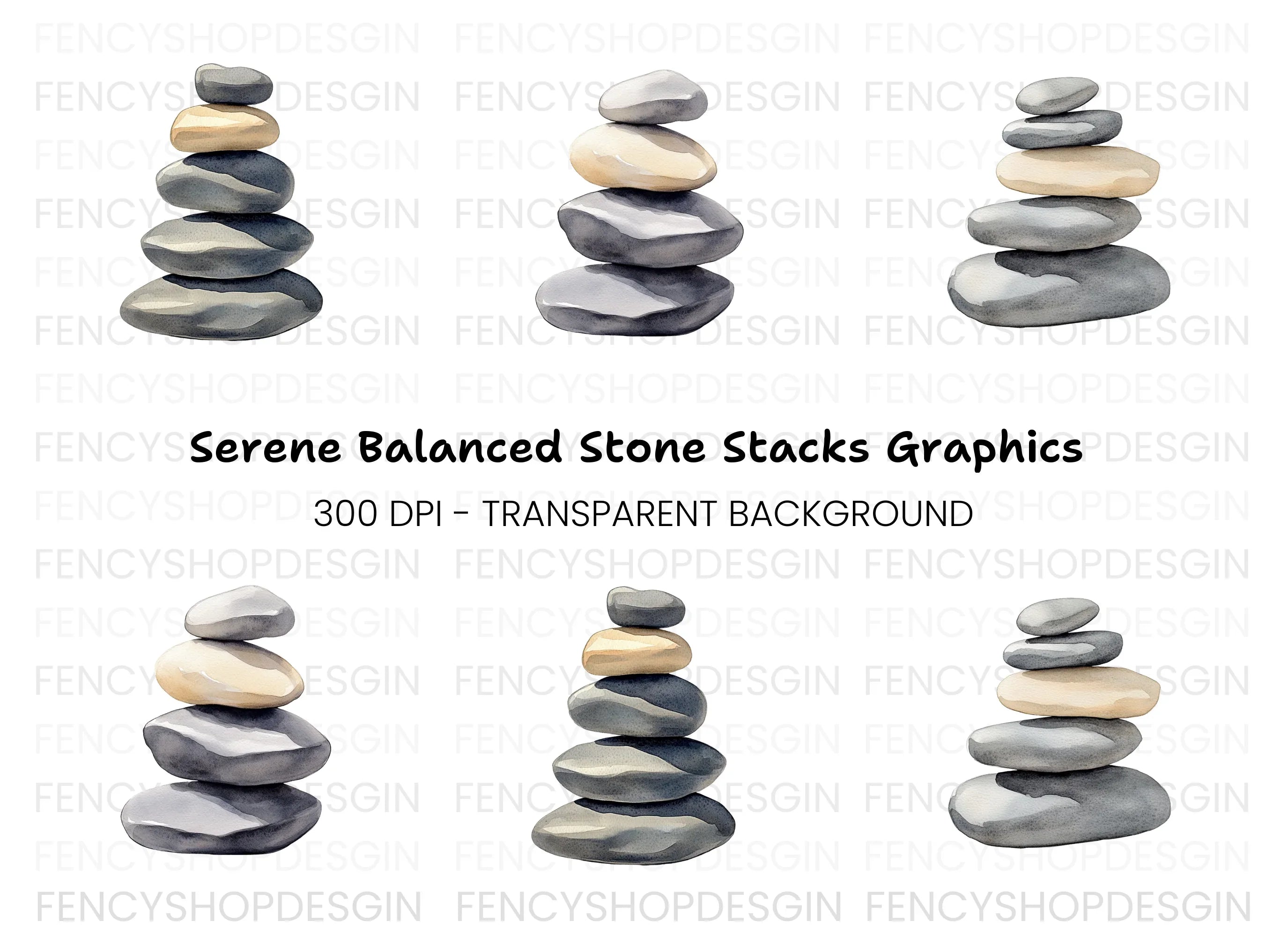 Stone Cairn Clipart Bundle
