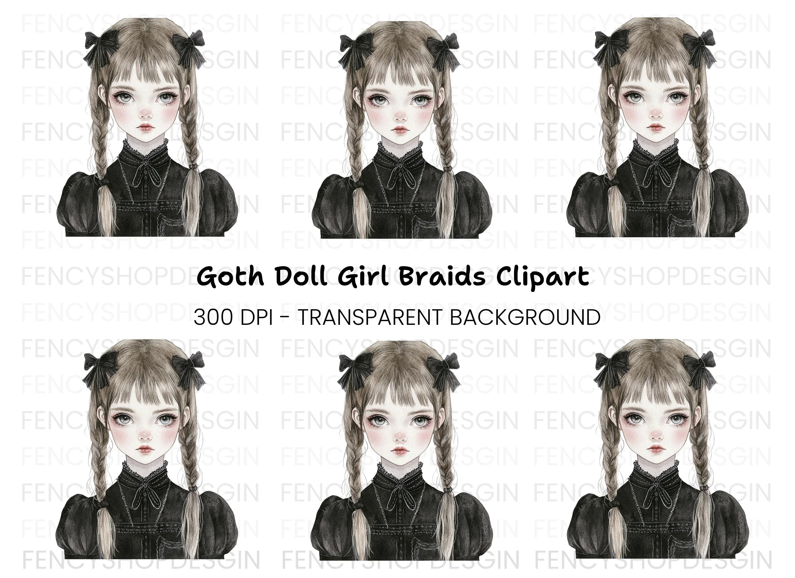 Gothic Lolita Girl Clipart Bundle