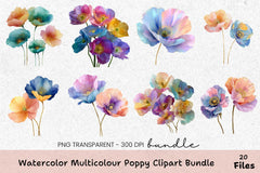 Multicolour Poppy Clipart Bundle - CraftNest - Digital Crafting and Art